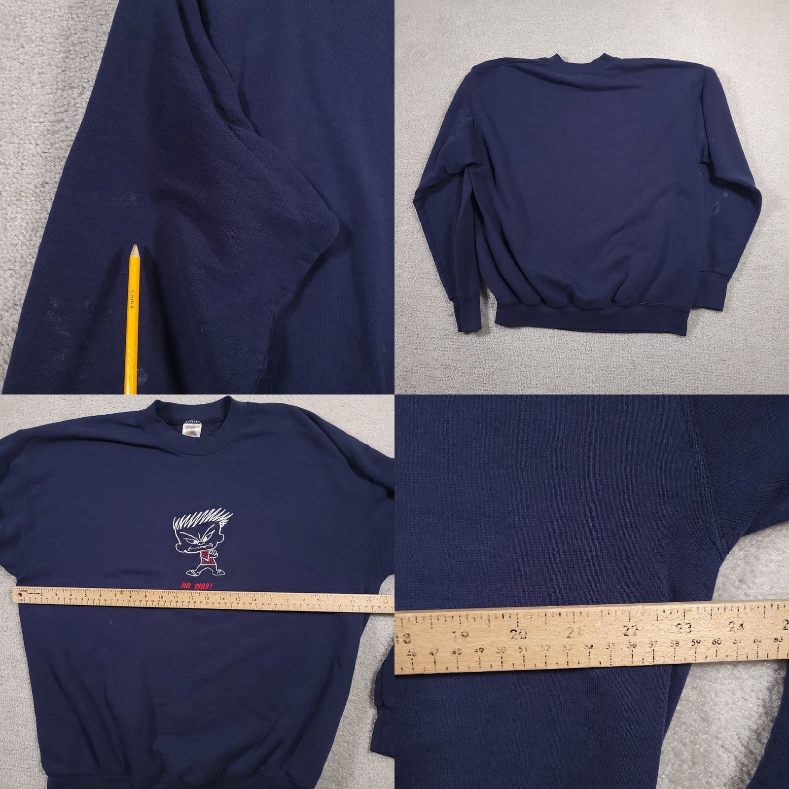 Fruit Of The Loom VINTAGE 90s Negatude Dude No Way Blue Sweatshirt Mens XL Grunge USA Made Size US XL / EU 56 / 4 - 8 Thumbnail