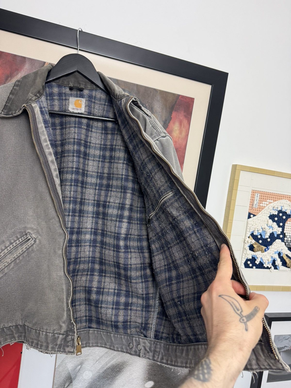 Carhartt RARE Vintage 90s Carhartt Detroit Jacket Grey Brown Faded Size US L / EU 52-54 / 3 - 3 Thumbnail