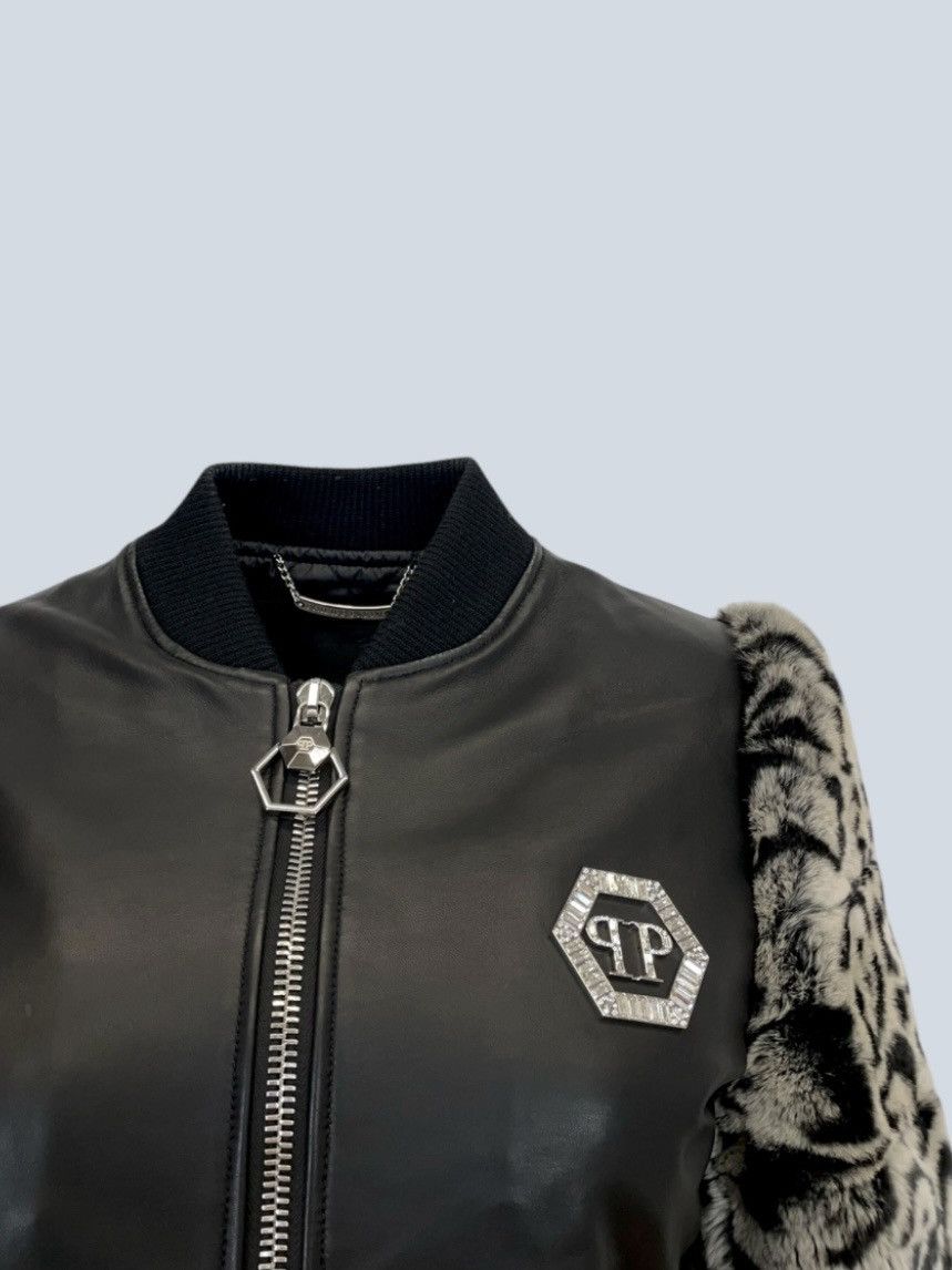Philipp Plein Philipp Plein leather jacket with animalier faux fur, S. Size S / US 4 / IT 40 - 4 Thumbnail