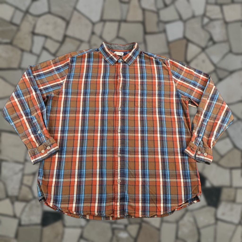 Carbon2Cobalt VINTAGE Carbon 2 Cobalt Shirt Men's Large Plaid Flannel Button-Up Workwear Brown Orange Blue Cotton 90s Mens Large Shirt Size US L / EU 52-54 / 3 - 1 Thumbnail