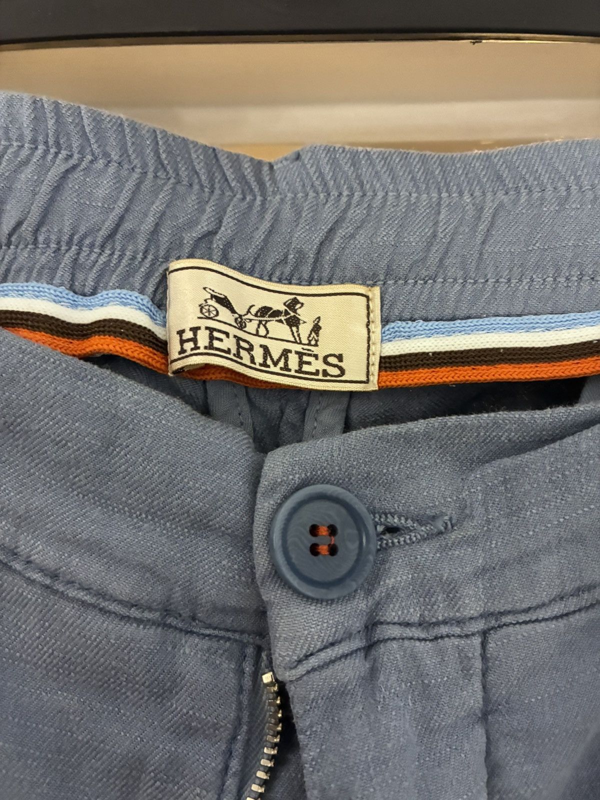 Hermes Hermes linen light blue trousers w34 Size US 34 / EU 50 - 2 Thumbnail