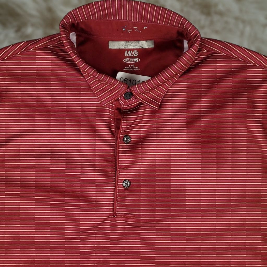Vintage Greg Norman Polo Shirt Mens Size Large Red Striped Shark Golf Short Sleeve Size US L / EU 52-54 / 3 - 1 Thumbnail