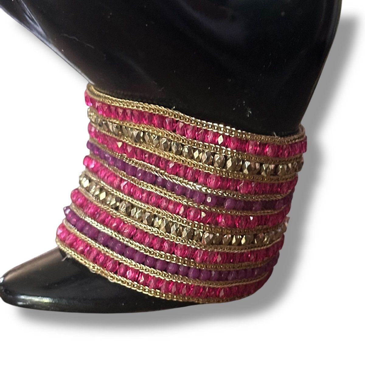 Other Pink and gold crystal bead wide magnetic bracelet Size ONE SIZE - 2 Thumbnail