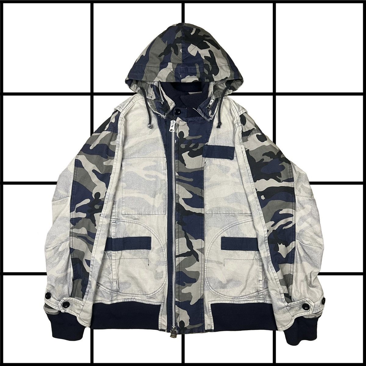 Sacai |[ FW18 Runway Sacai Reconstructed Camo Hooded Bomber ]| Size US M / EU 48-50 / 2 - 1 Thumbnail