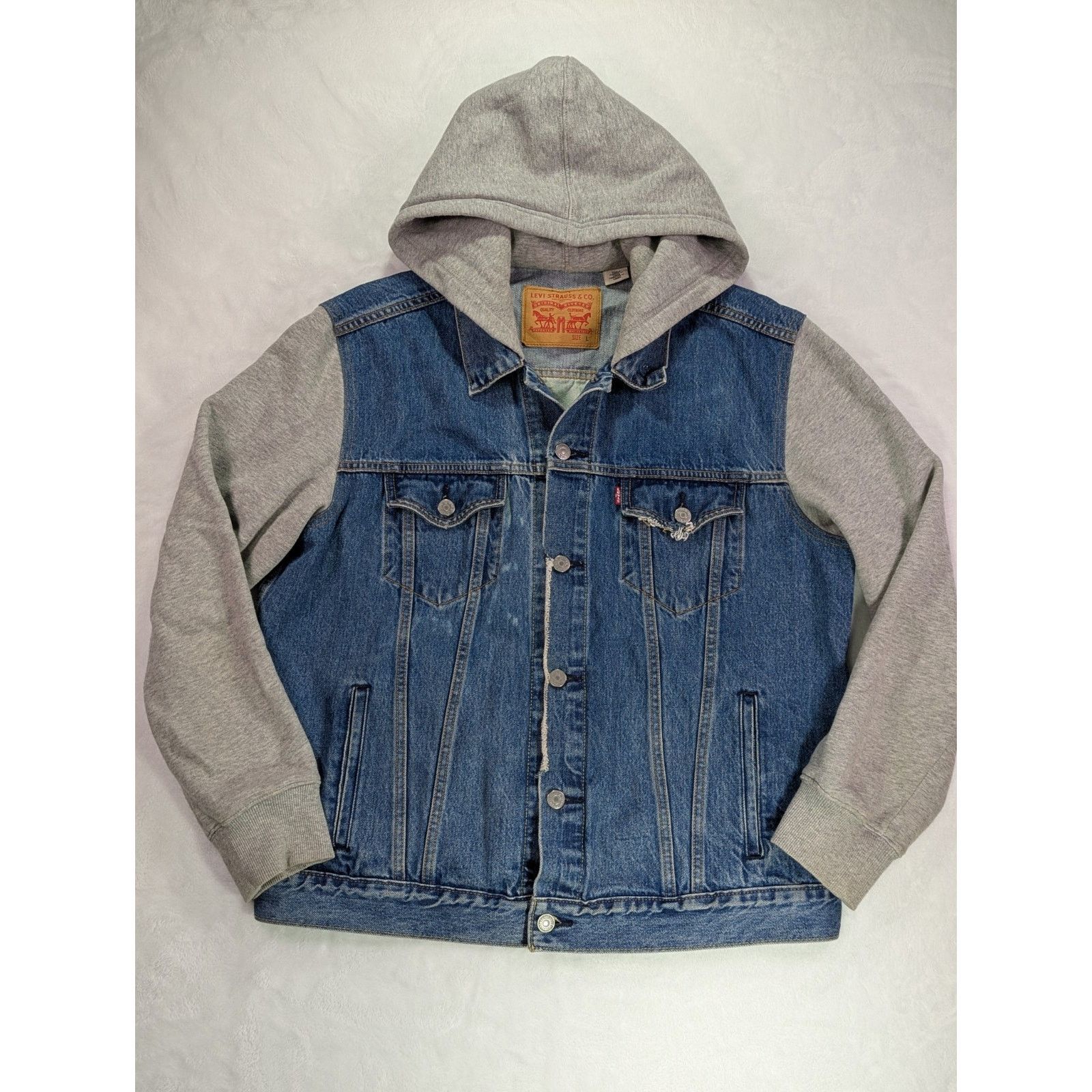 Levi's Custom Levi’s Barbed Wire Bleached Hooded Trucker Jacket L Size US L / EU 52-54 / 3 - 1 Thumbnail