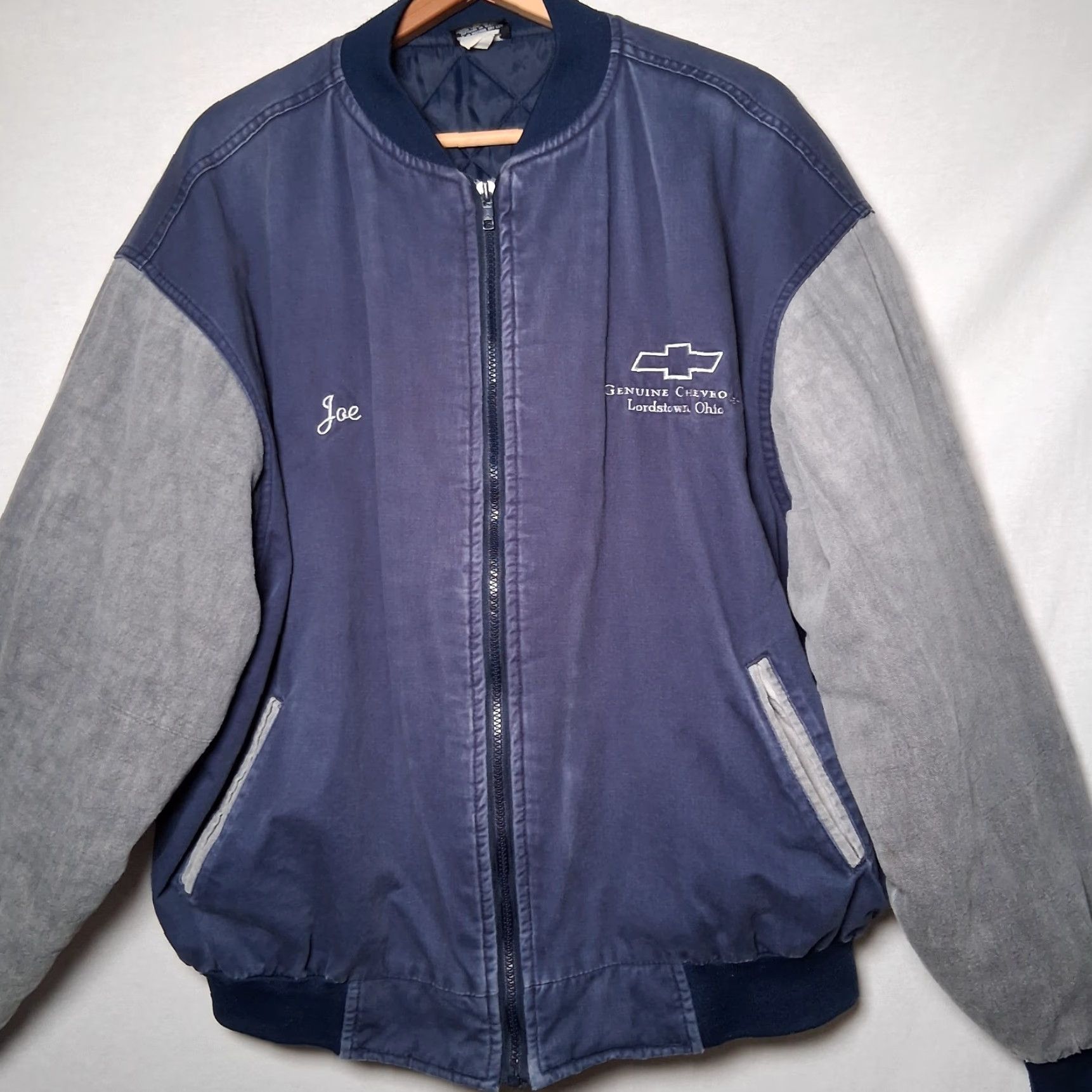 Vintage Genuine Chevrolet Bomber Jacket XL Men Blue Canvas Quilted USA Union Made JOE Embroidered Logo Vintage Workwear展 Size US XL / EU 56 / 4 - 2 Thumbnail