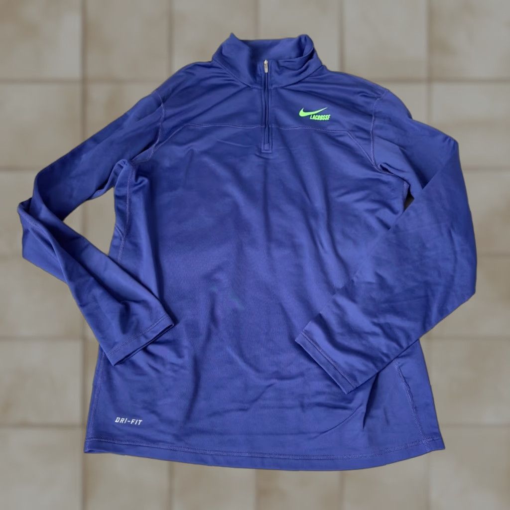 Nike Nike Jacket M 1/4 Zip Dri-Fit Lacrosse Blue Green Nike Mens Athletic 90s Swoosh Jacket Size US M / EU 48-50 / 2 - 1 Thumbnail