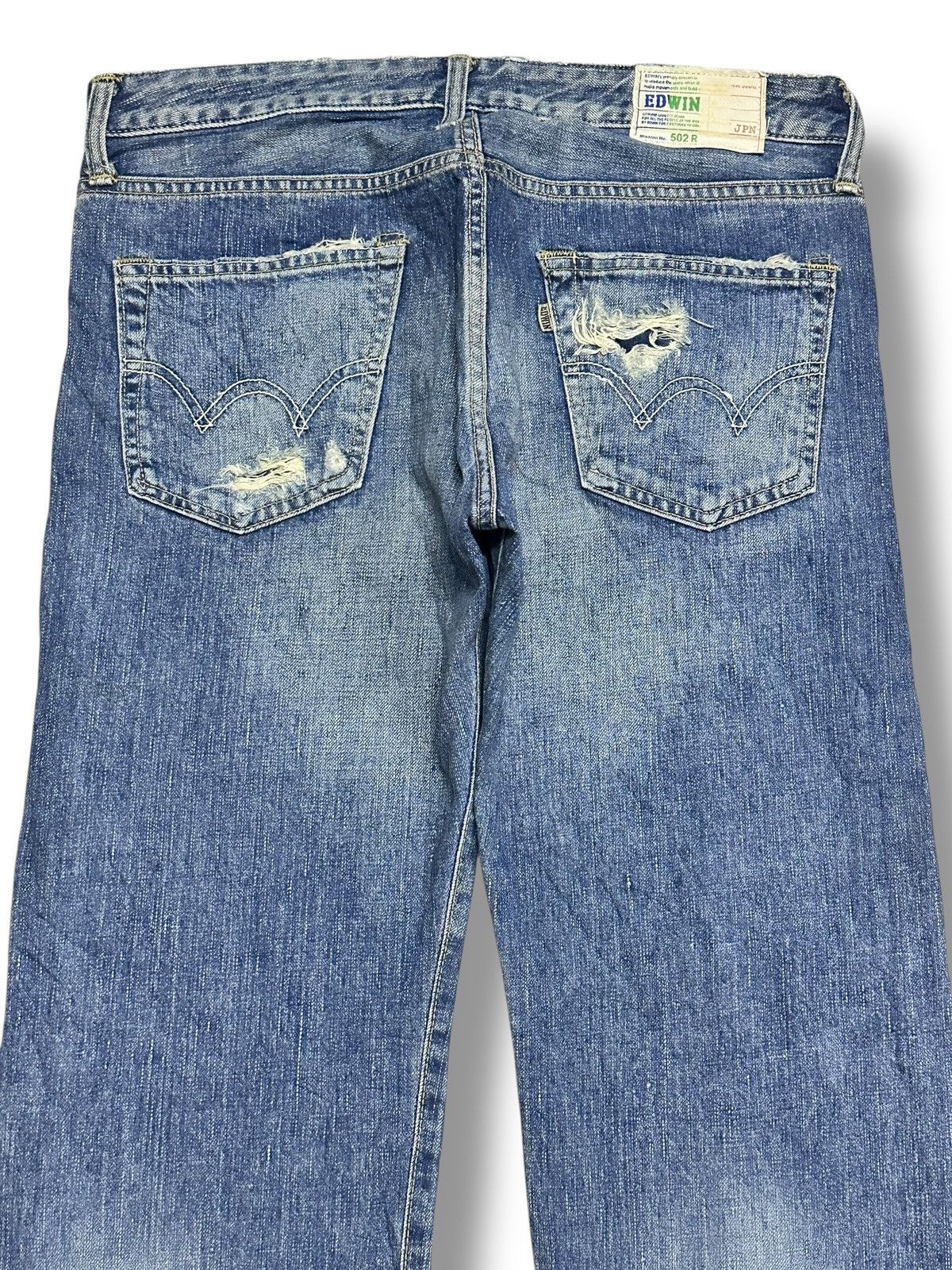 Edwin Edwin 502R Vintage 90's Distressed Baggy Loose & Faded Wash Size US 33 - 5 Thumbnail
