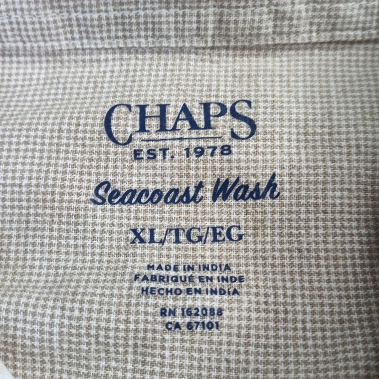 Chaps Chaps Seacoast Wash Linen Woven Shirt Men's XL Pale Khaki Size US XL / EU 56 / 4 - 3 Thumbnail
