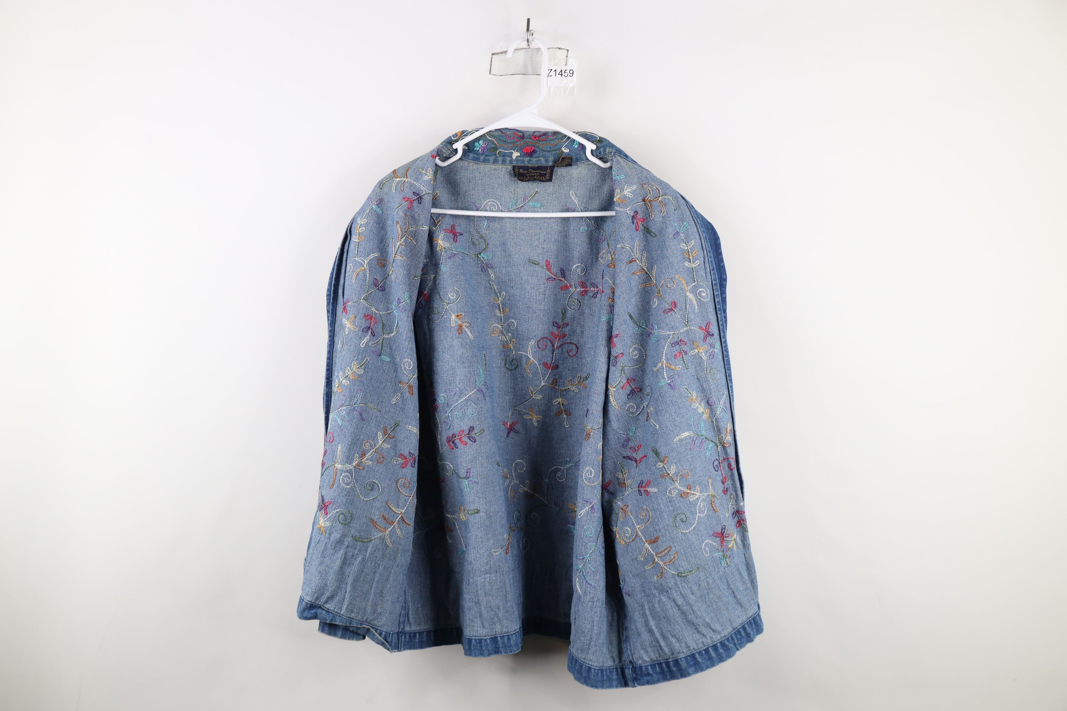 Vintage Vintage 90s Y2K Fairy Bella Embroidered Flower Denim Jacket Size XXL / US 16-18 / IT 52-54 - 5 Thumbnail