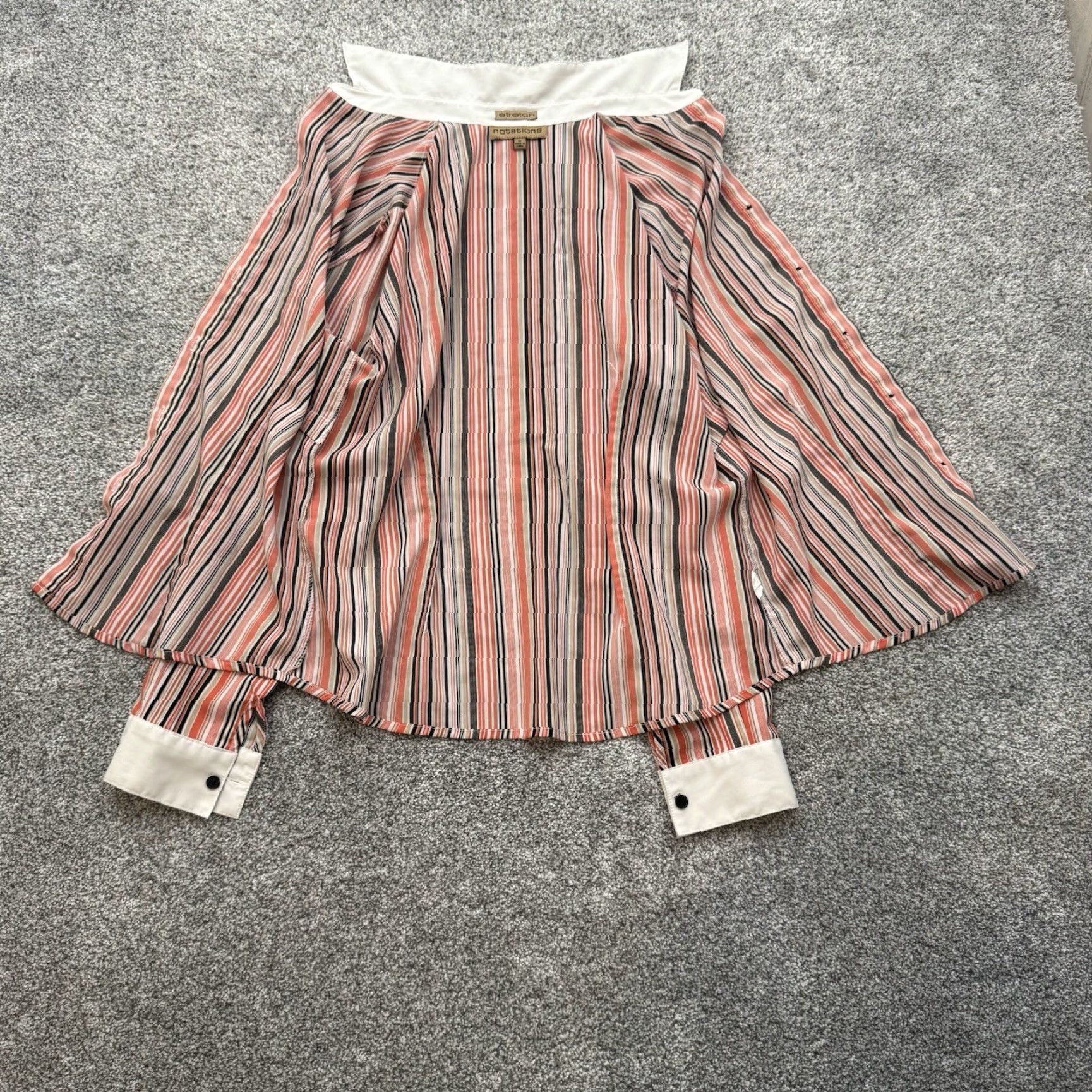 Vintage Notations Stretch Button Down Top Sz M Office Chic Striped Preppy Classic Retro Size M / US 6-8 / IT 42-44 - 2 Thumbnail