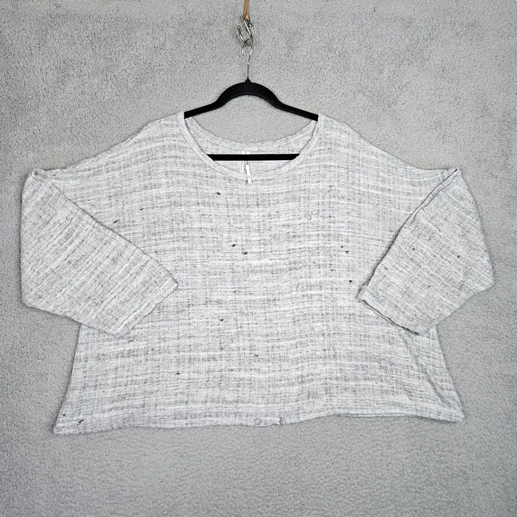 Anthropologie Anthropologie Women's Long Sleeve Drop Shoulder Cinched Hem Sweater XL Gray Knit Pullover Size XL / US 12-14 / IT 48-50 - 2 Thumbnail