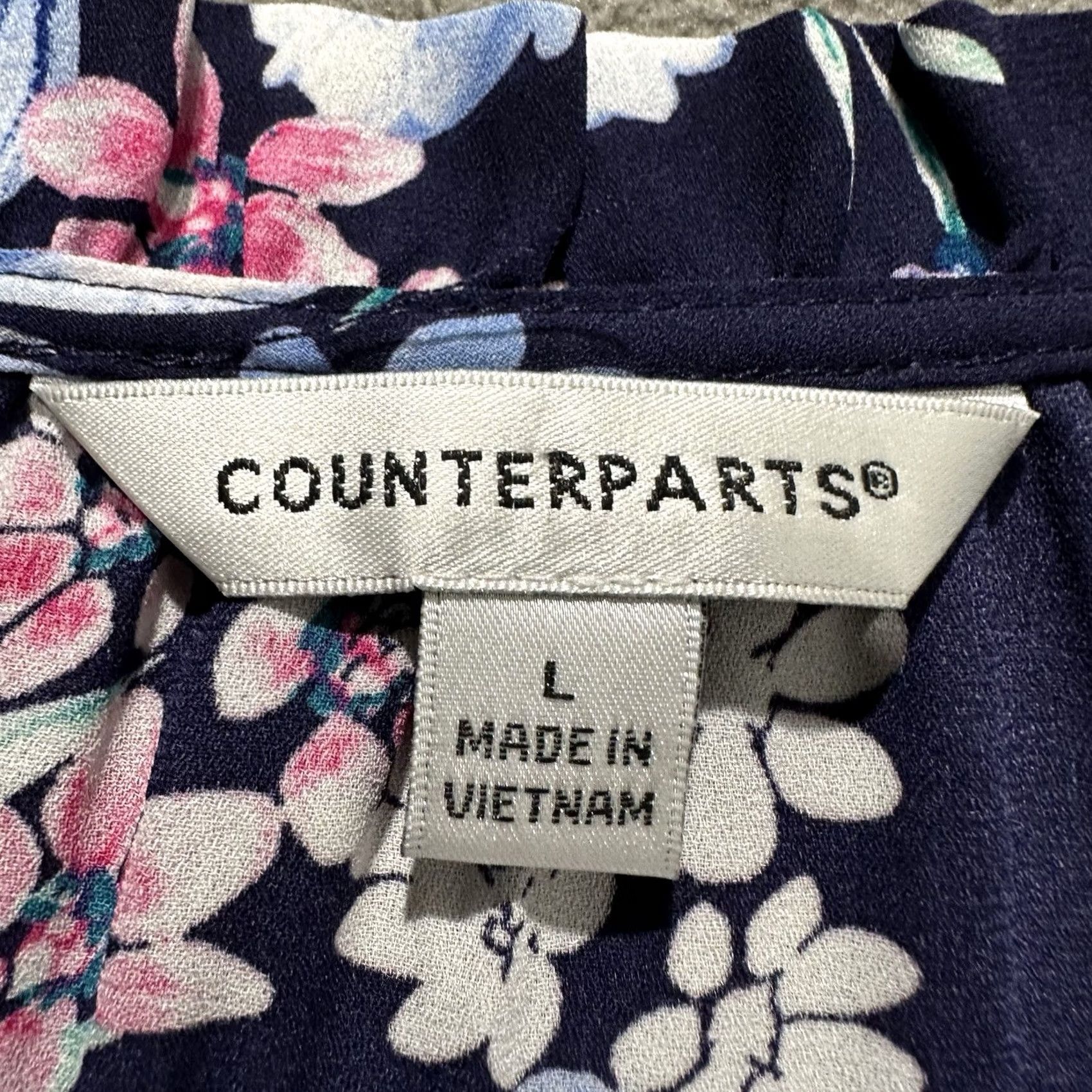 Vintage Counterparts Blouse Womens Blue Floral Print Split Neck Tunic 3/4 Sleeve Large Size L Size L / US 10 / IT 46 - 4 Thumbnail