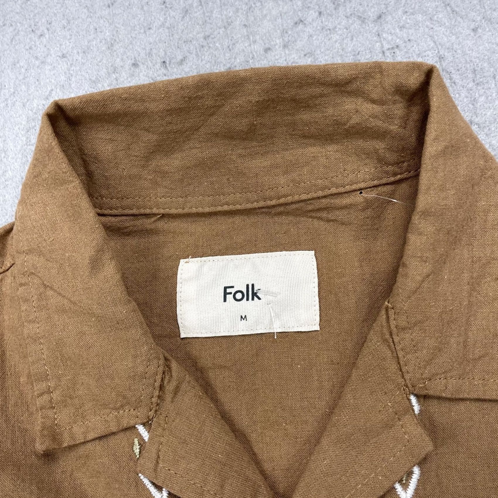 Folk Folk Shirt Mens M Brown Maze Short Sleeve Camp Collar Linen Blend Casual Size US M / EU 48-50 / 2 - 4 Thumbnail