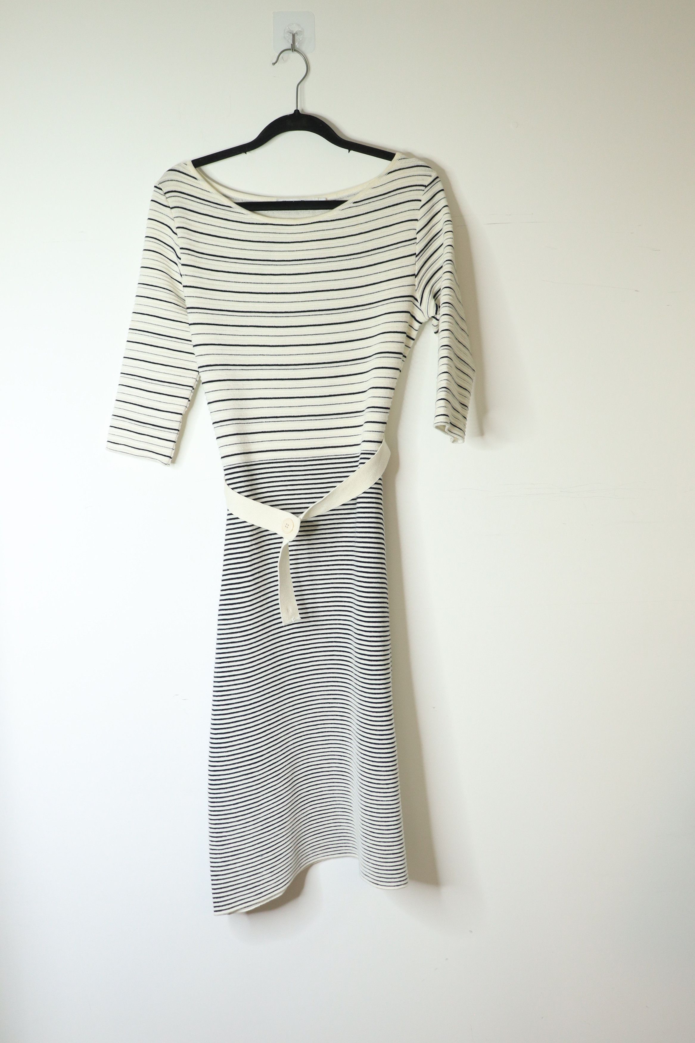 Dior White and black striped knit midi dress - UK 8 Size S / US 4 / IT 40 - 1 Thumbnail