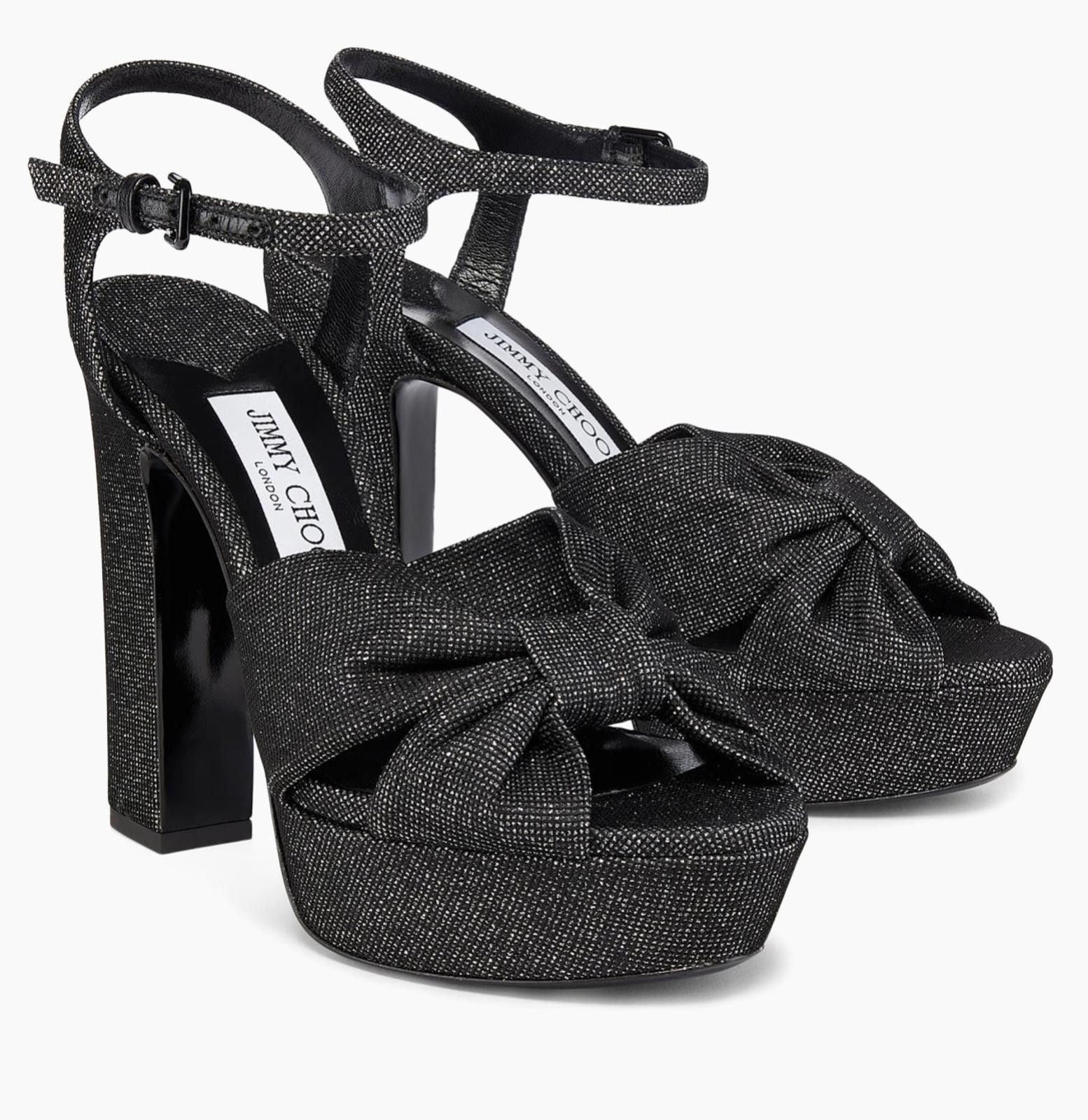 Jimmy Choo Jimmy Choo Black Glitter Platform High Heel Sandals Size US 7 / IT 37 - 1 Thumbnail