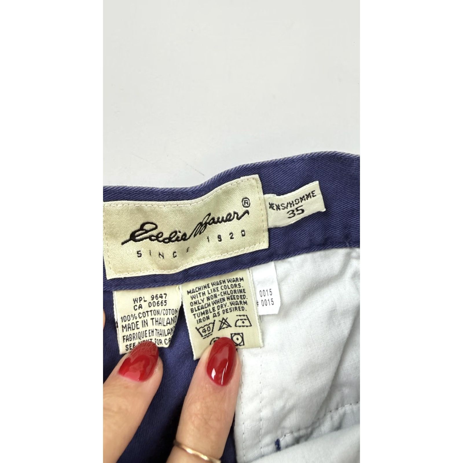 Eddie Bauer Eddie Bauer Shorts Mens 35 Blue Cotton Pleated Chino Casual Golf Shorts Size US 35 - 2 Thumbnail