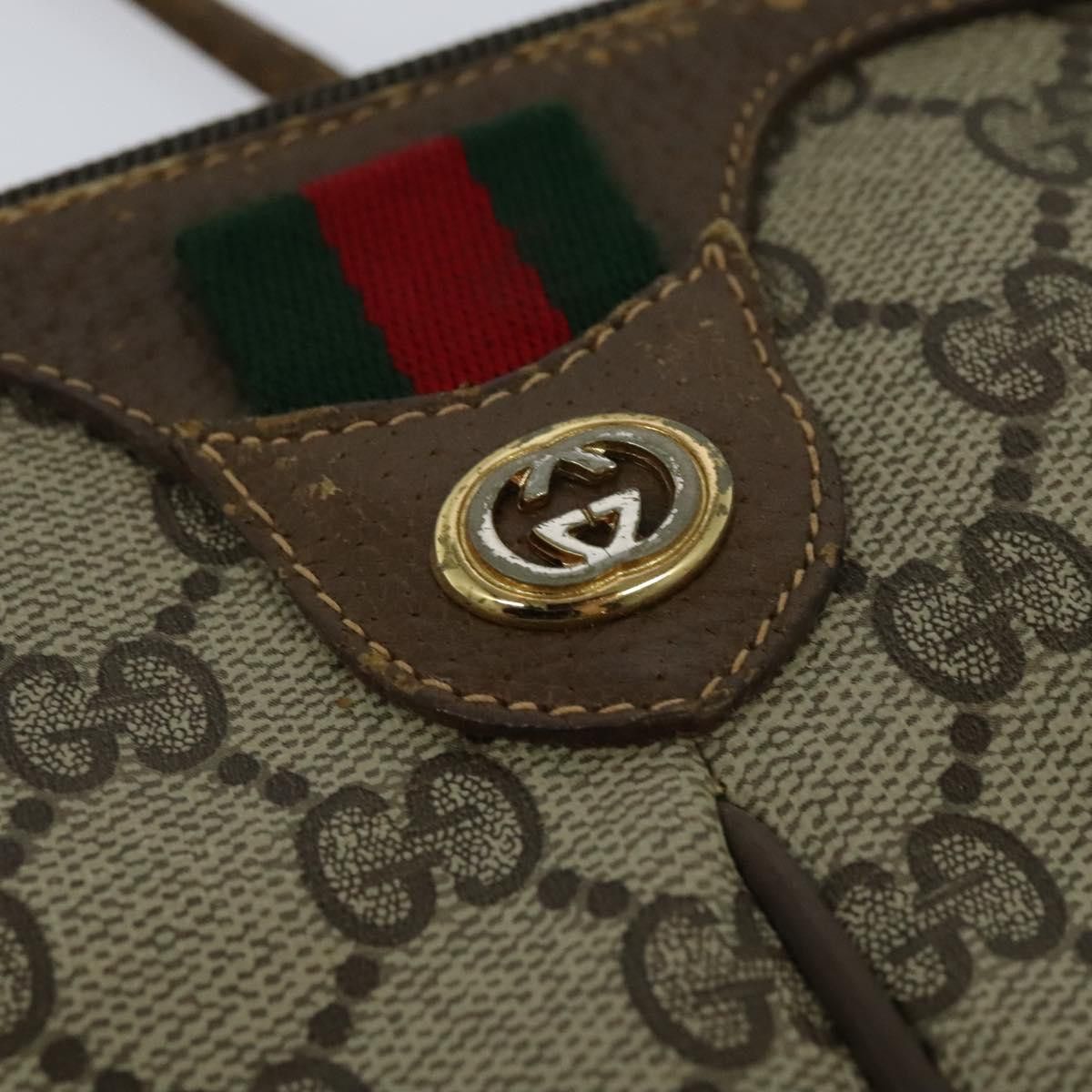 Gucci GUCCI GG Supreme Web Sherry Line Shoulder Bag Pvc Beige 904 Size ONE SIZE - 14 Thumbnail