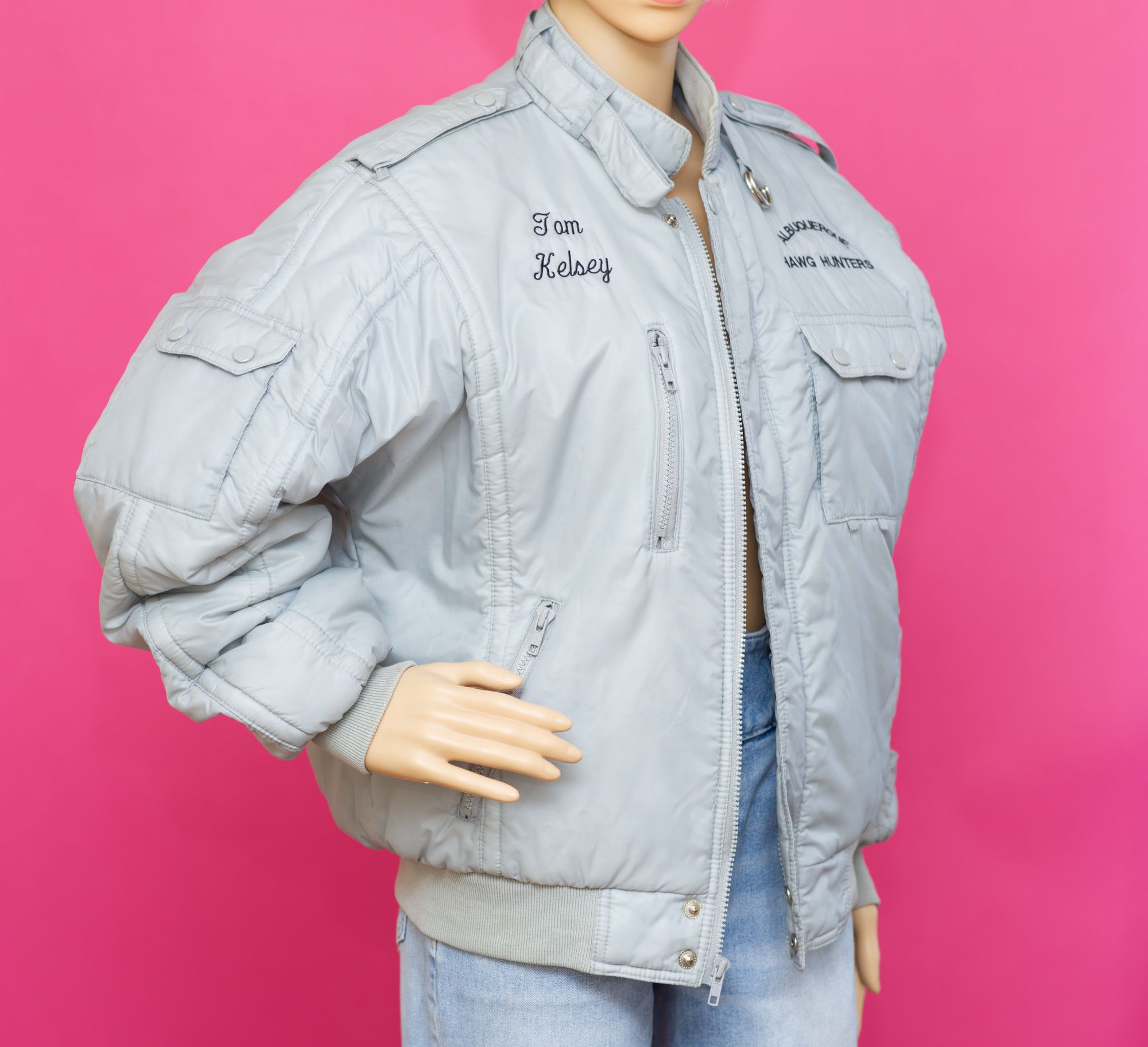 Other Vintage 1980s Embroidered Gray Bomber Jacket | Medium Size US M / EU 48-50 / 2 - 1 Thumbnail