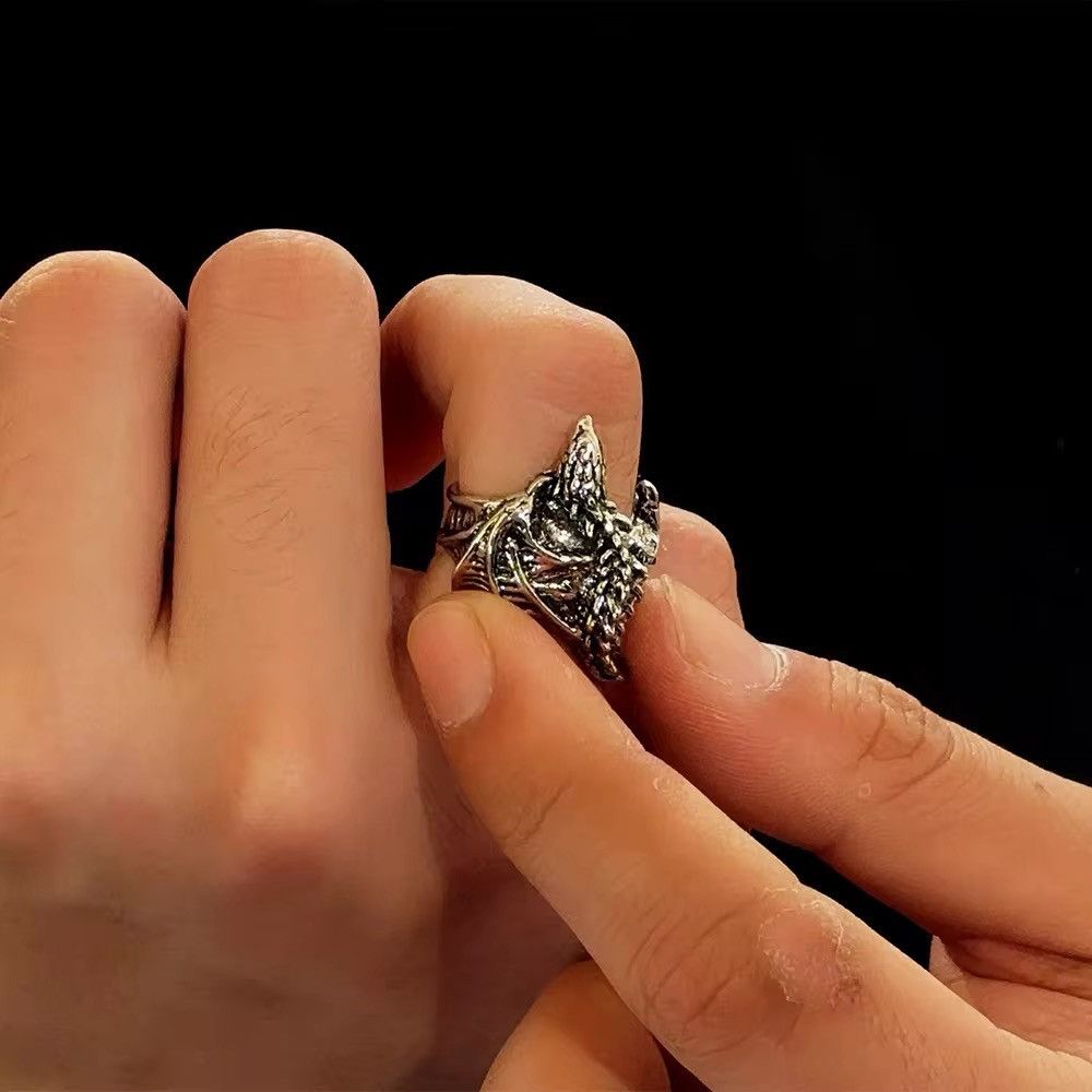 Jewelry Gothic Skull Dragon Ring Size ONE SIZE - 4 Thumbnail