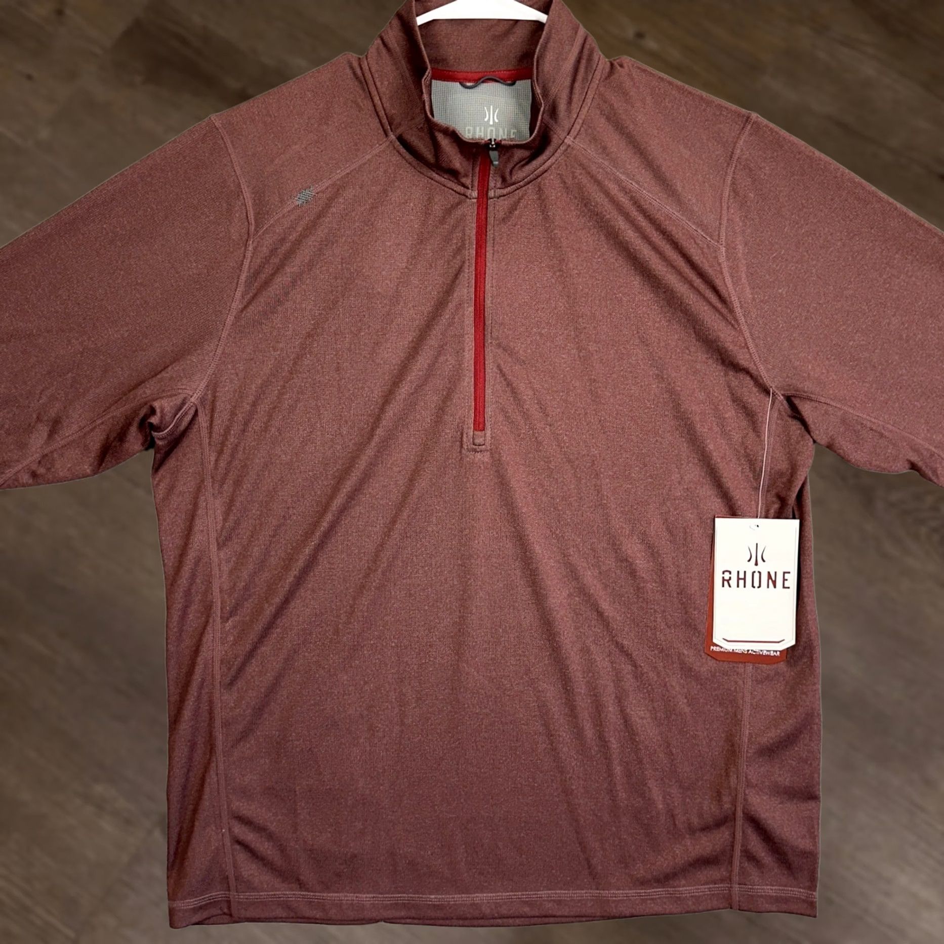 Rhone Rhone Sequoia Pullover Shirt Mens XL Burgundy Red Logo Zip Size US XL / EU 56 / 4 - 1 Thumbnail