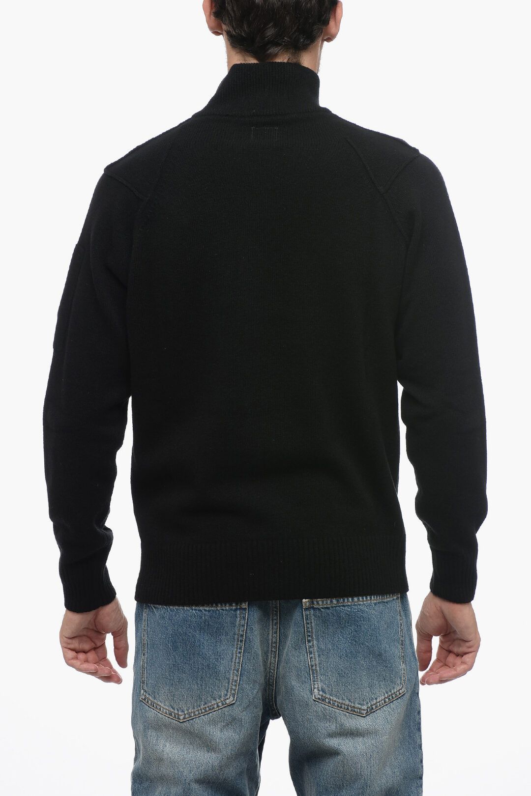 C.P. Company og1mm1024 Mockneck Sweater in Black Size US M / EU 48-50 / 2 - 2 Thumbnail
