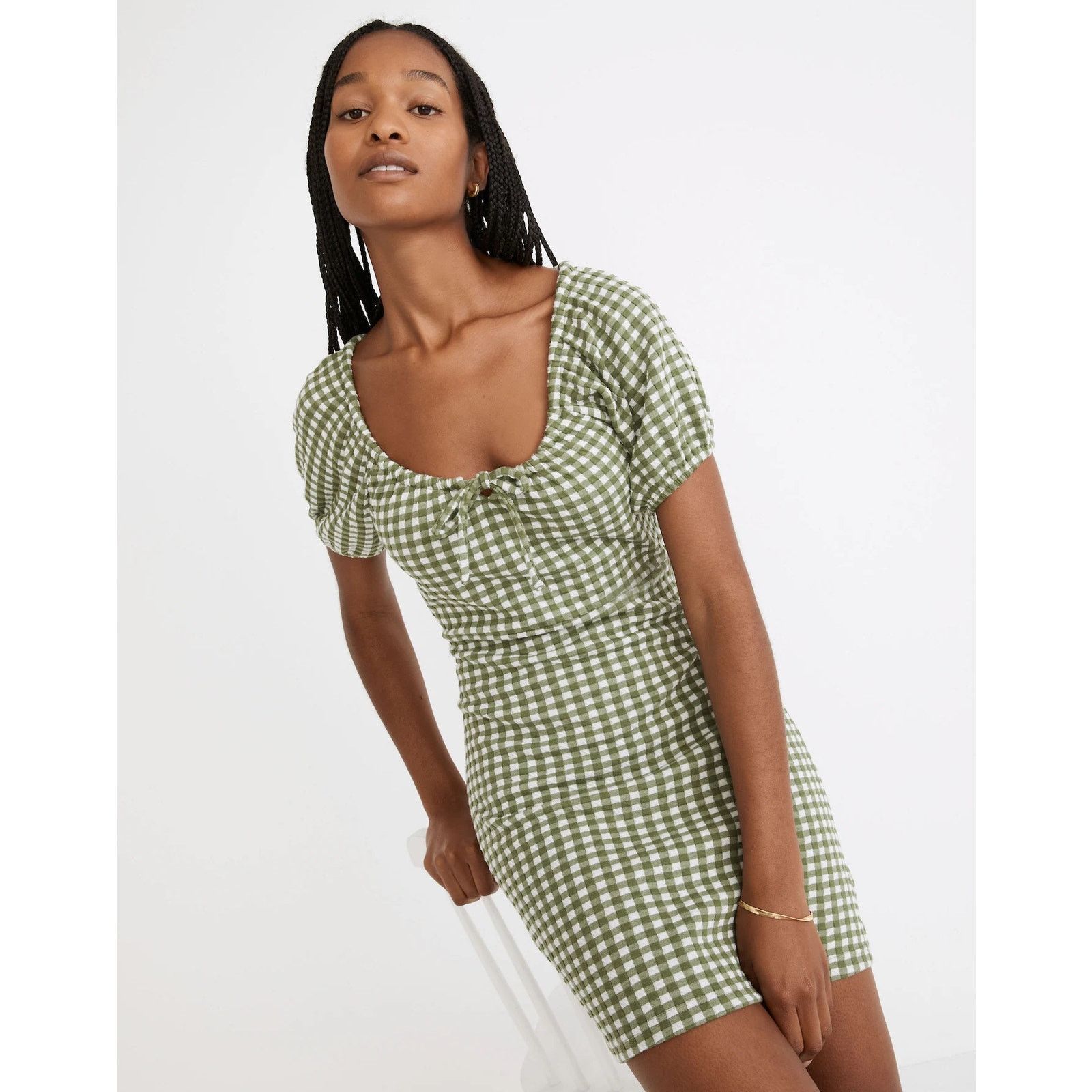 Madewell Madewell Jacquard Mini Dress in Gingham Check Sz M Size M / US 6-8 / IT 42-44 - 3 Thumbnail