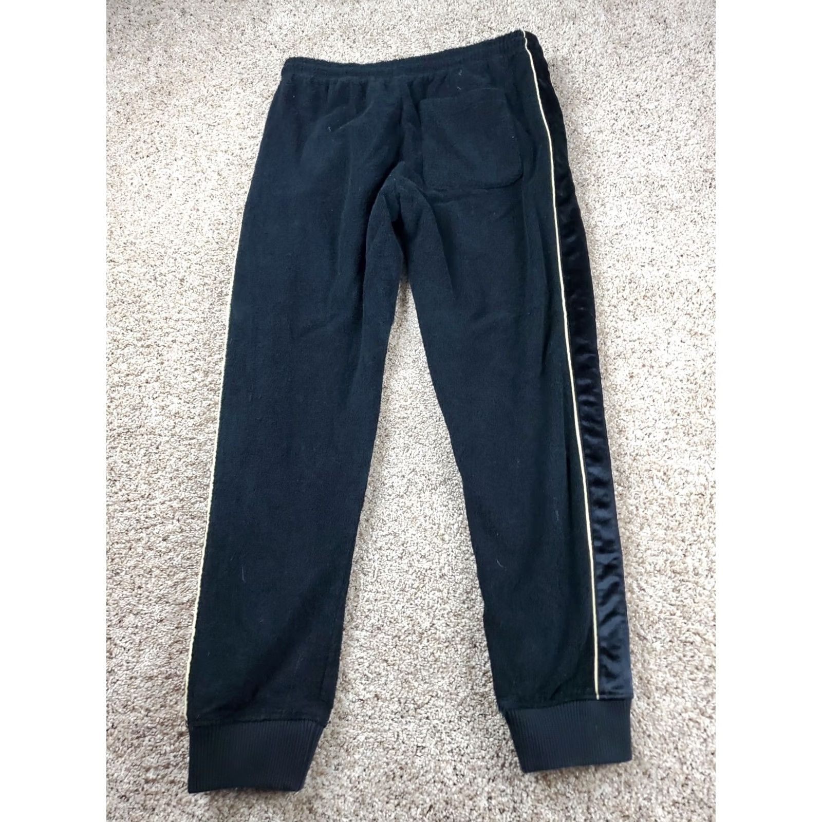 Vintage Bananas Monkey Joggers Large Mens Black Heavyweight Terry Pockets Tapered Satin? Size US 33 - 6 Thumbnail