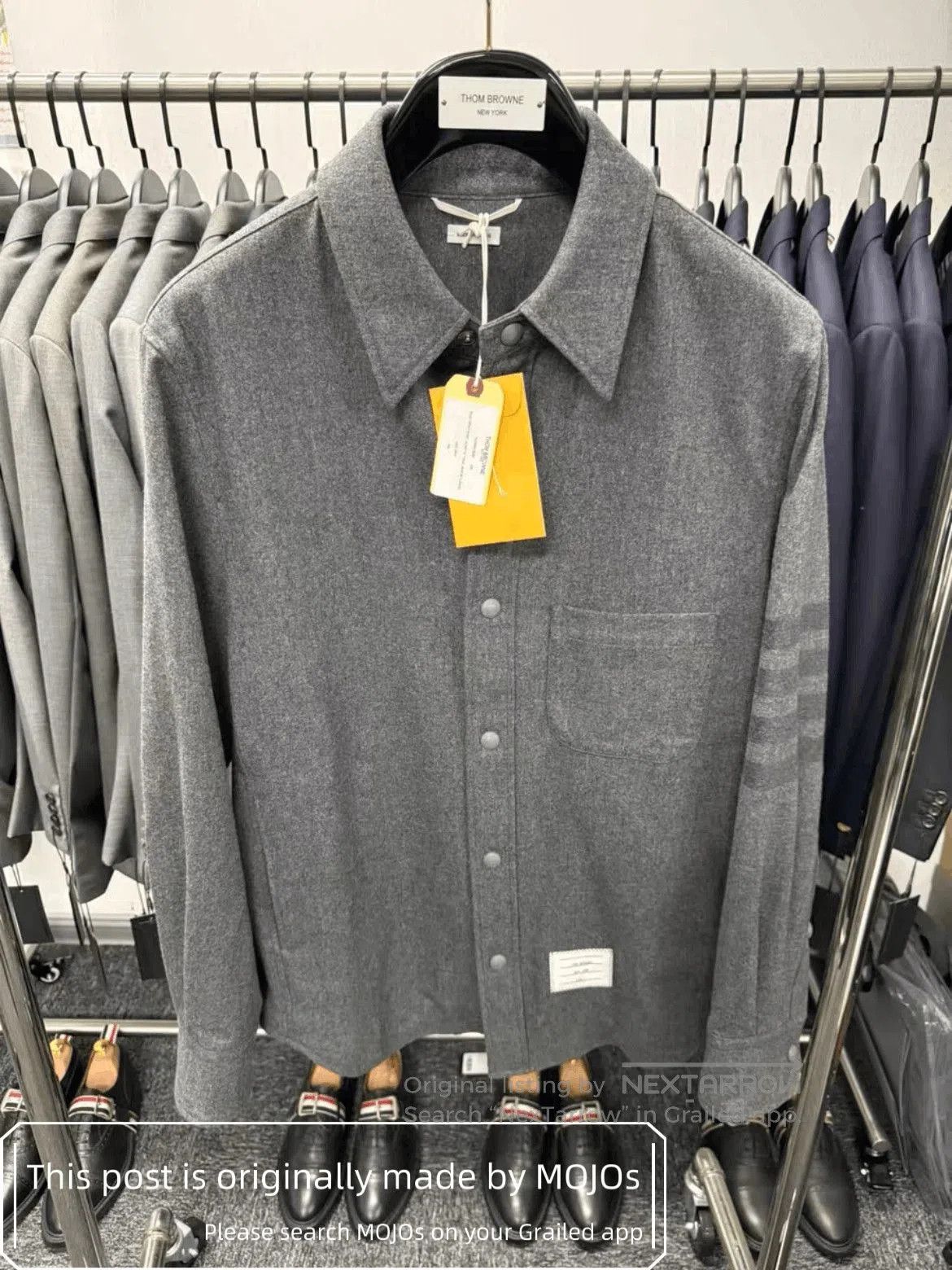 Thom Browne Sz 1 Thom Browne Four Dark Gray Stripe Shirt Jacket. Size US S / EU 44-46 / 1 - 1 Thumbnail