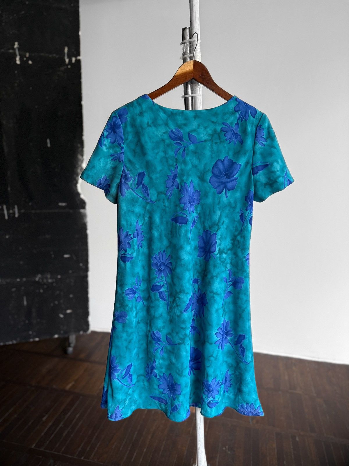 Vintage Jacqueline Ferrar Womens Vintage Blue Floral Dress SS Shift Size L / US 10 / IT 46 - 2 Thumbnail