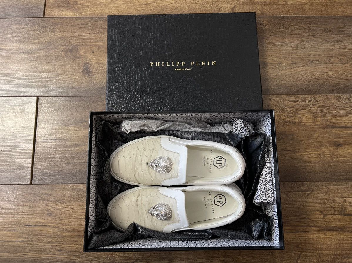 Philipp Plein Philipp Plein Skull Slip-On Sneakers EU38 White Size US 7 / IT 37 - 2 Thumbnail
