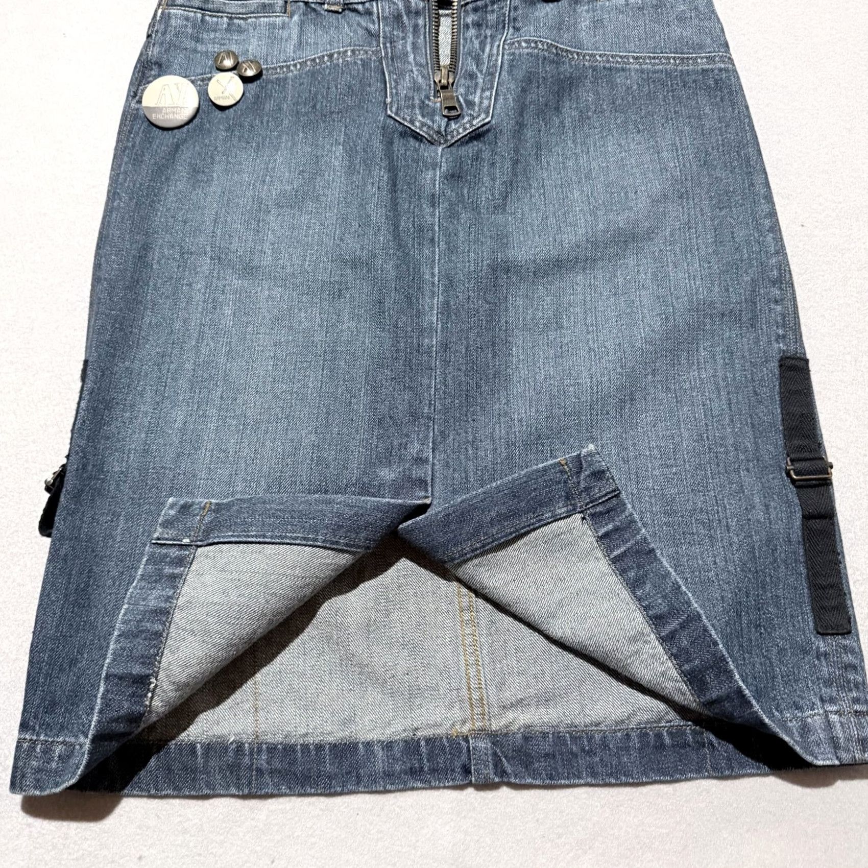 Armani Exchange Armani Exchange Skirt Blue Women Midi Pencil Slit Front Zipper - 6 Denim Cotton Blend Vintage - City Preppy, Fall Spring Summer Size 28" / US 6 / IT 42 - 3 Thumbnail