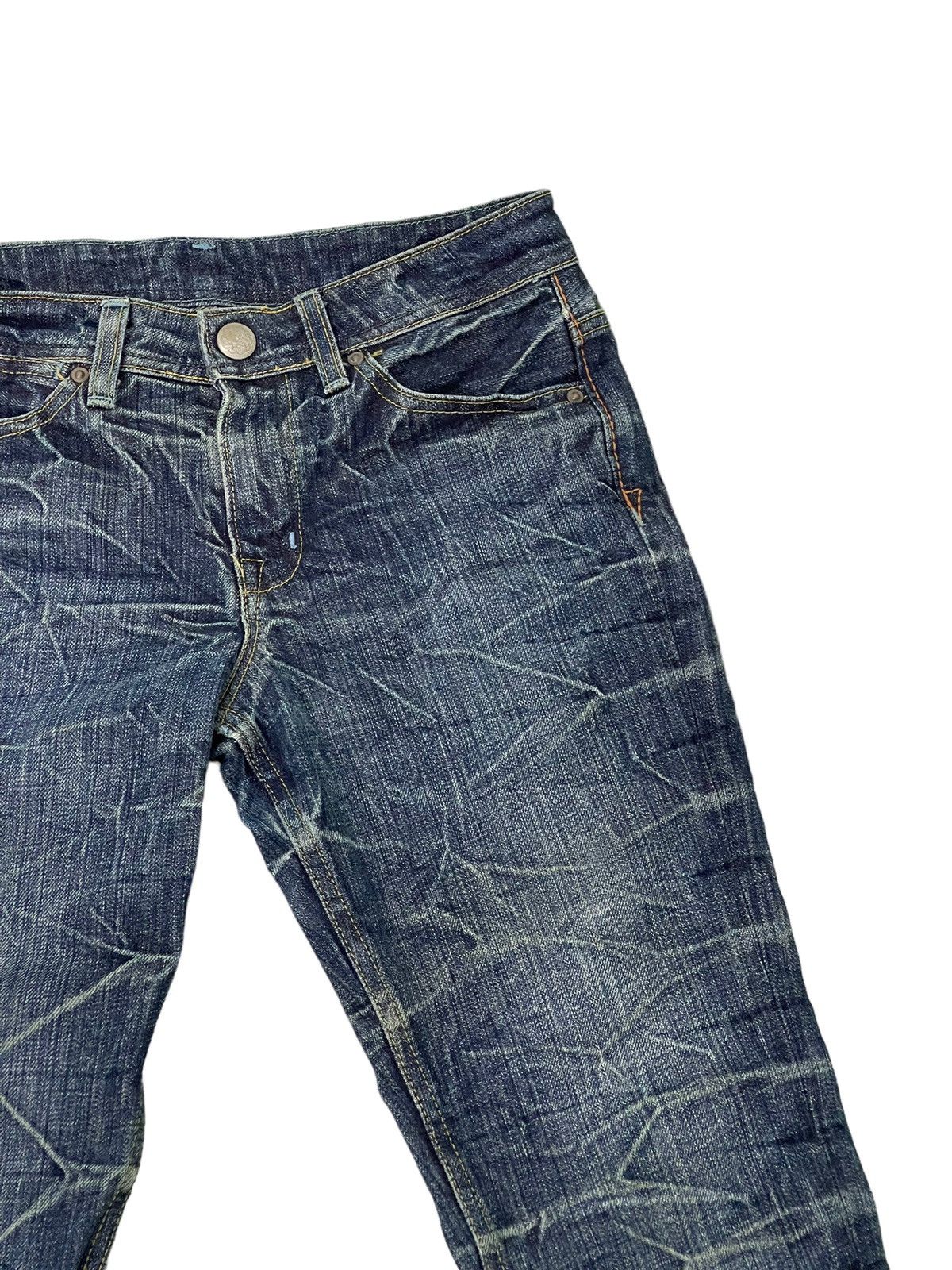Japanese Brand Flare Jeans Brappers Honeycomb Distress Slim Low Rise 7🟦0 Size US 28 / EU 44 - 9 Thumbnail