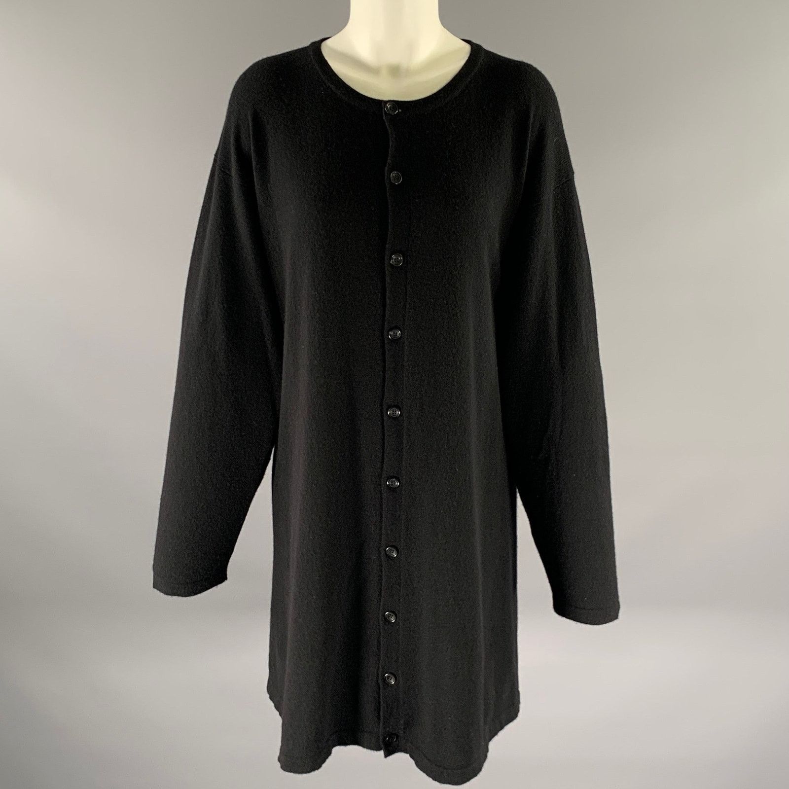 eskandar ESKANDAR M Size Black Cashmere Oversized Cardigan Size ONE SIZE - 1 Thumbnail