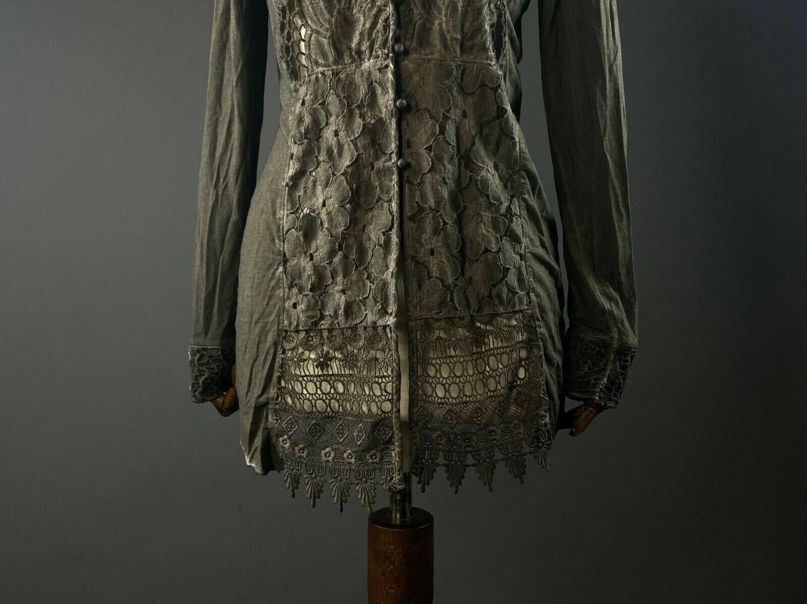 Designer Ladies Tredy Grey Mesh Floral V-Neck Tunic Dress Size 36 Size M / US 6-8 / IT 42-44 - 3 Thumbnail