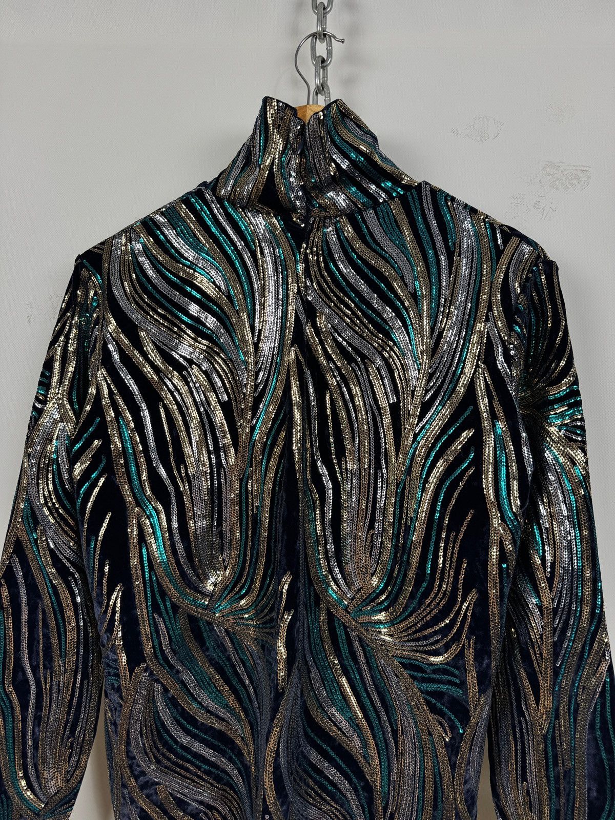 Dries Van Noten Dries Van Noten Sequin Velvet High Neck Top Size M / US 6-8 / IT 42-44 - 15 Thumbnail