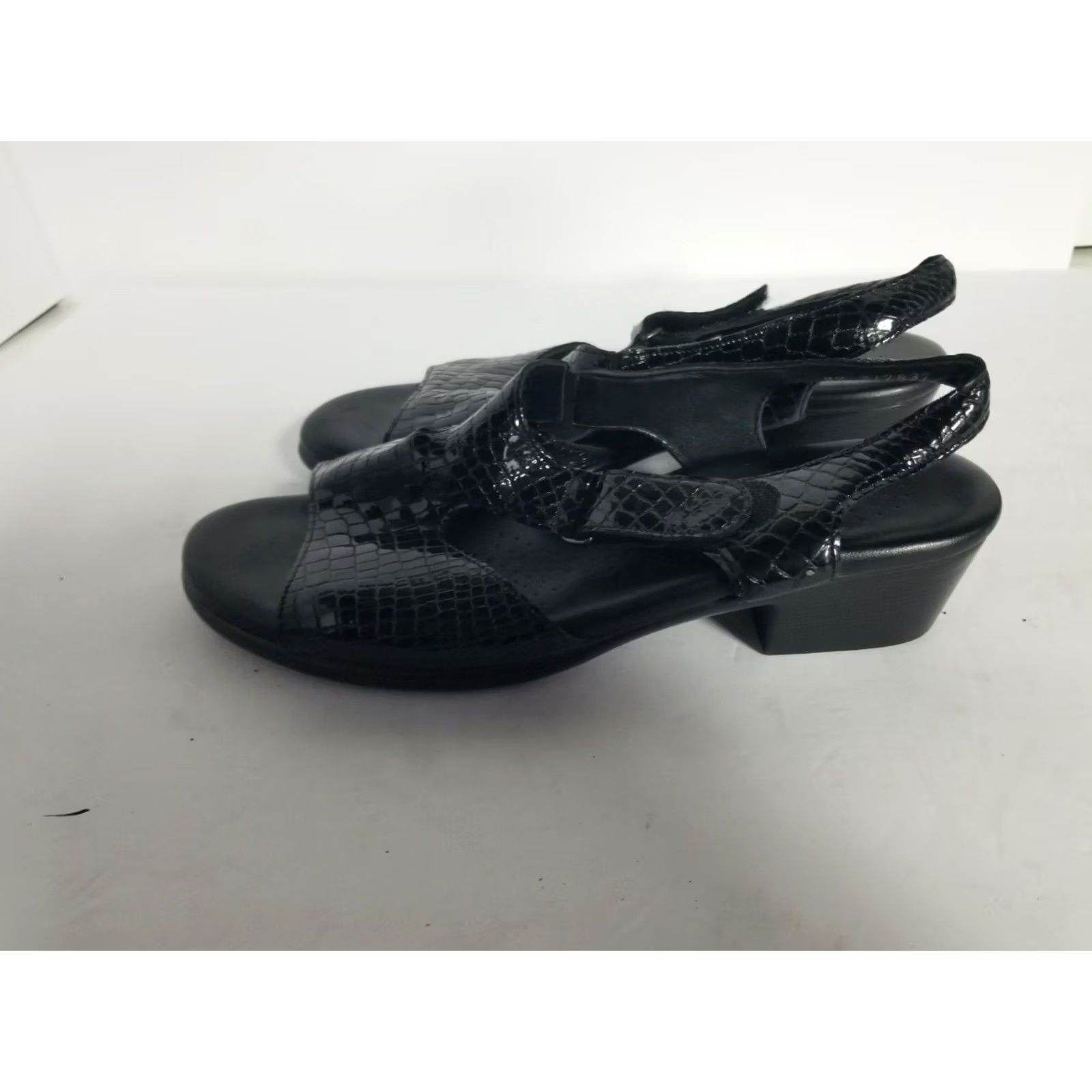 SAS SAS Women's Sandal Slingback Crocs Print Black Patent Leather Size 8 M Indoor Outdoor Womens Size US 8 / IT 38 - 5 Thumbnail