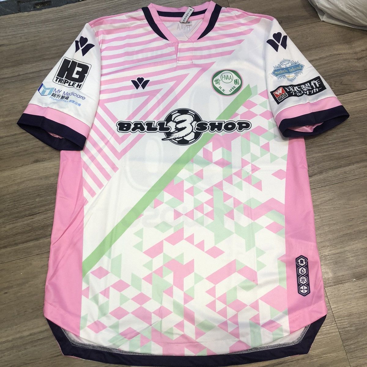 image of Soccer Jersey Happy Valley Athletic 21/22 Player Issue Away Shirt 88 in Pink/White (Size Medium)