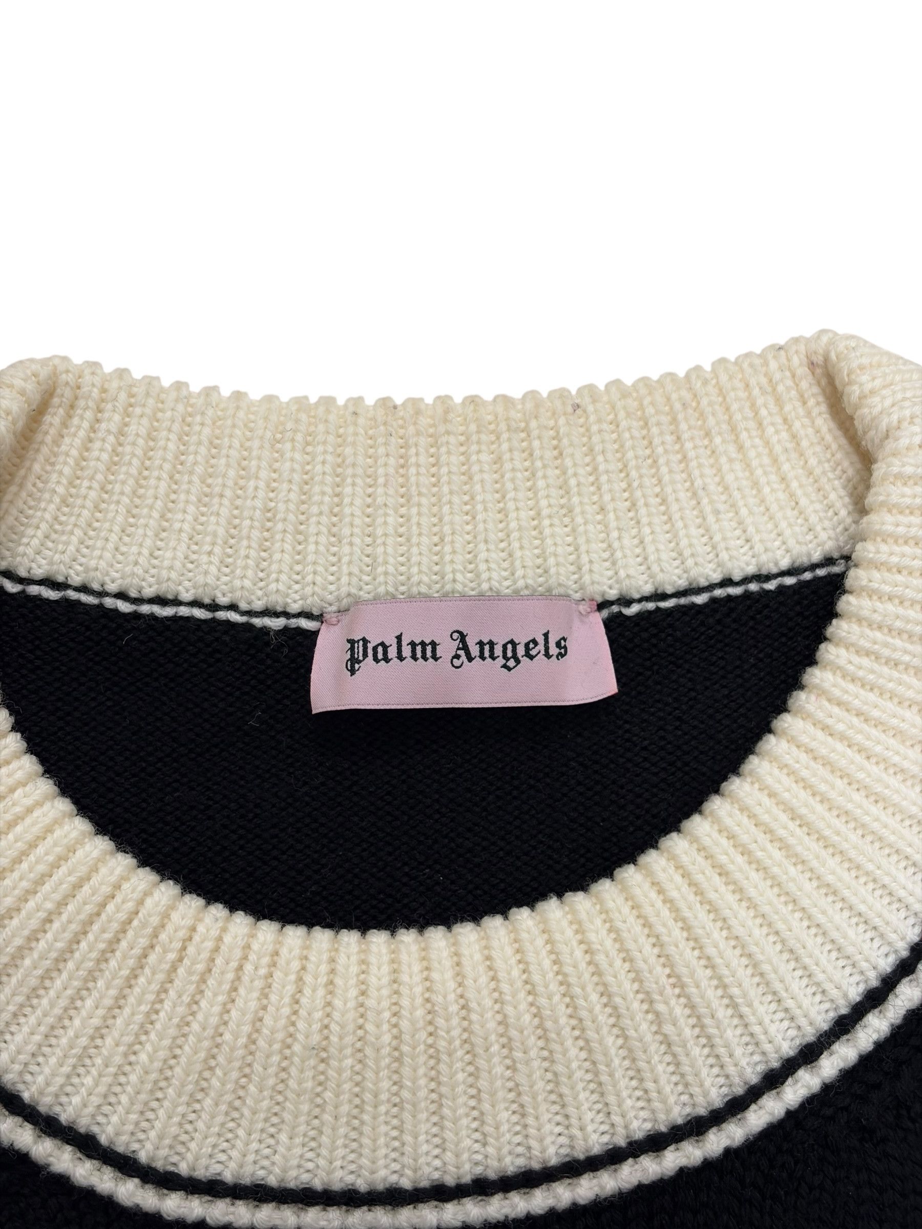 Palm Angels Palm Angels Black & White Skull Logo Wool Sweater Size US XL / EU 56 / 4 - 5 Thumbnail
