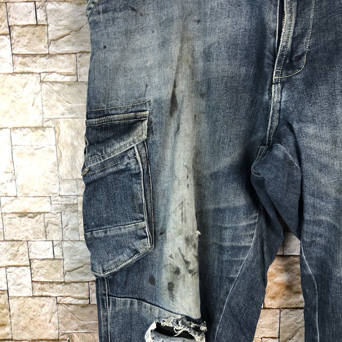 Japanese Brand Japanese Brand Blue Cargo Distressed Denim Pants #A1001 Size US 37 - 8 Thumbnail