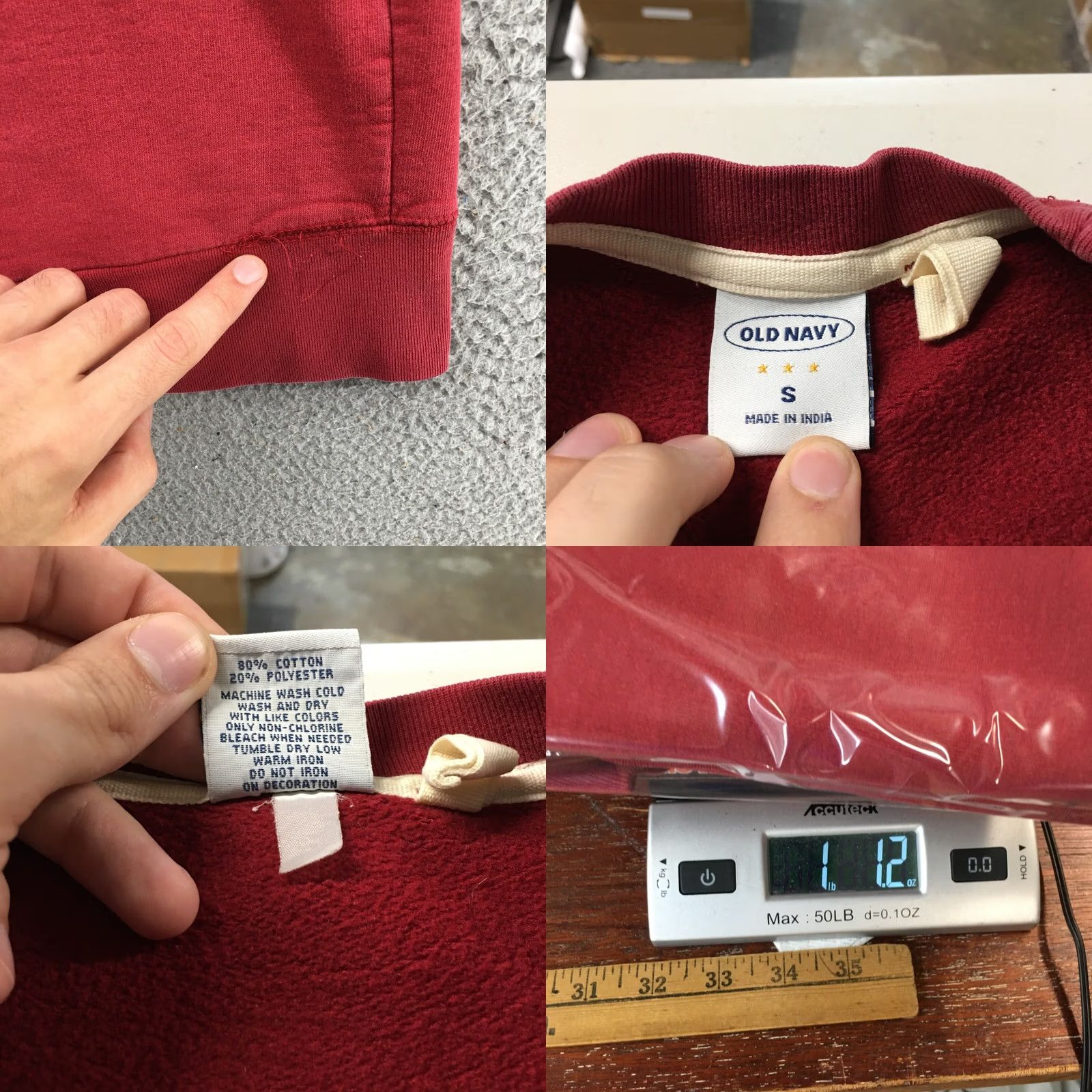 Old Navy Old Navy Pullover Sweatshirt Mens Small Red Fleece Lined Cotton Blend Crew Neck Size S / US 4 / IT 40 - 10 Thumbnail