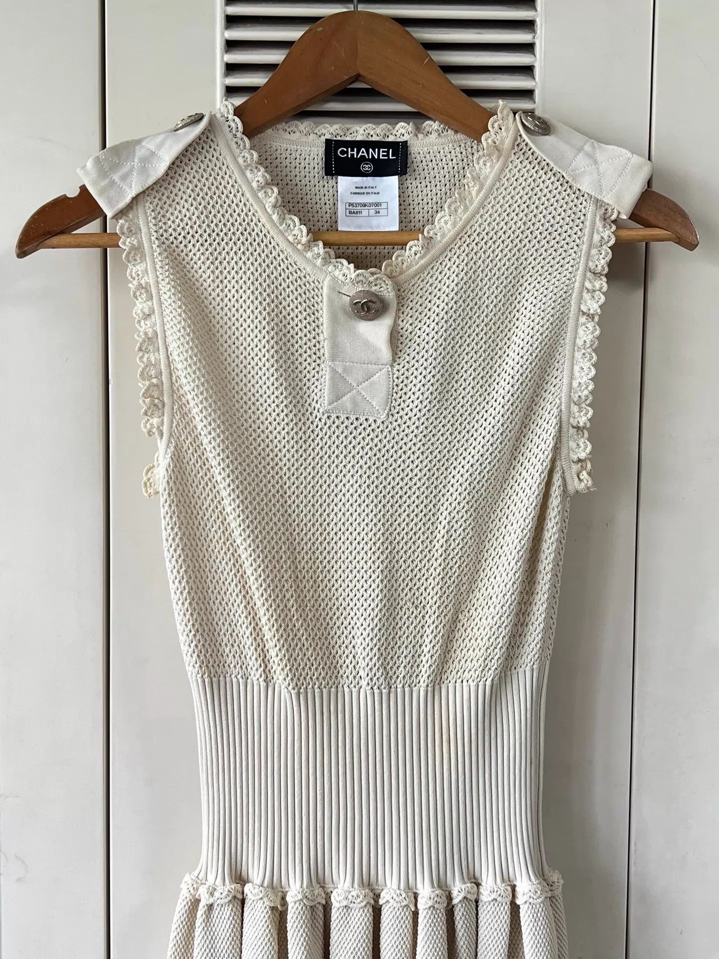 Chanel CHANEL Sleeveless Knit Dress Waist Pleated 34 IT Size XS / US 0-2 / IT 36-38 - 3 Thumbnail
