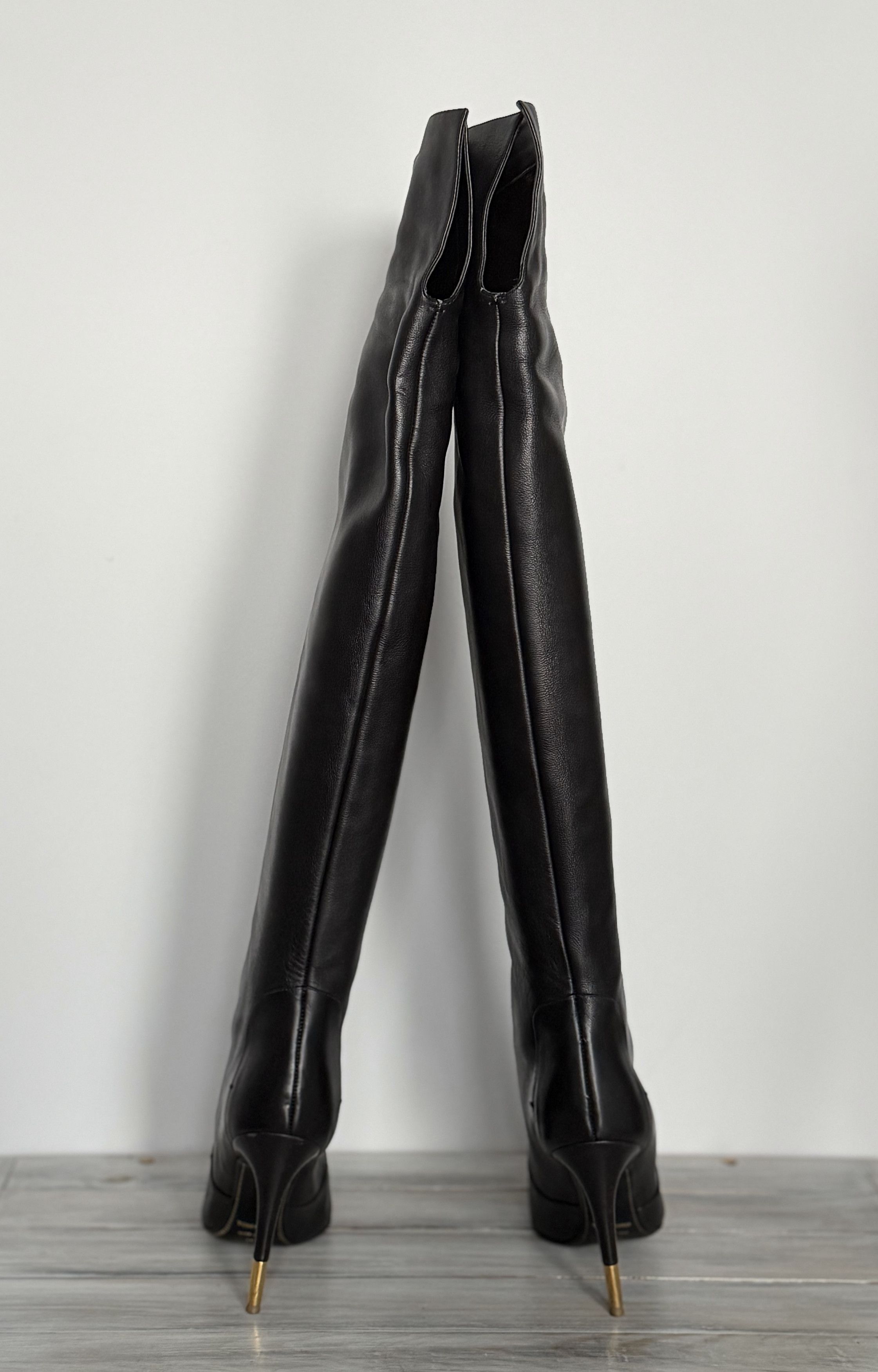 TOM FORD Embellished Leather Over-The-Knee Boots MadeinItaly