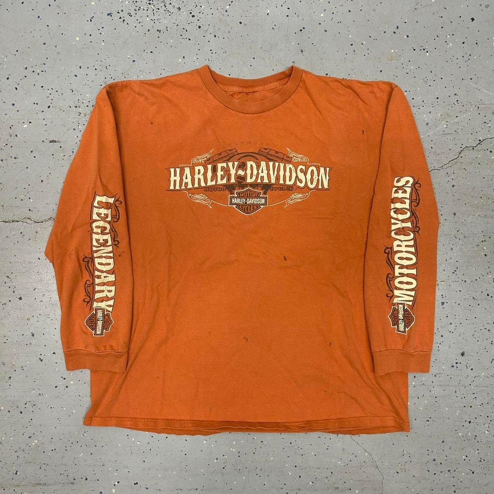 Harley Davidson Y2K Orange Harley Davidson long sleeve shirt Size US XXL / EU 58 / 5 - 1 Thumbnail