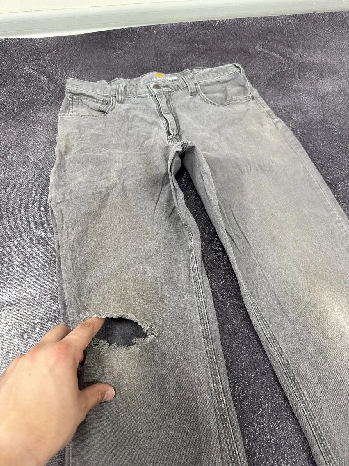 Carhartt × Vintage Vintage Carhartt USA Gray Denim Work Hype Pants Jeans Size US 33 - 10 Thumbnail