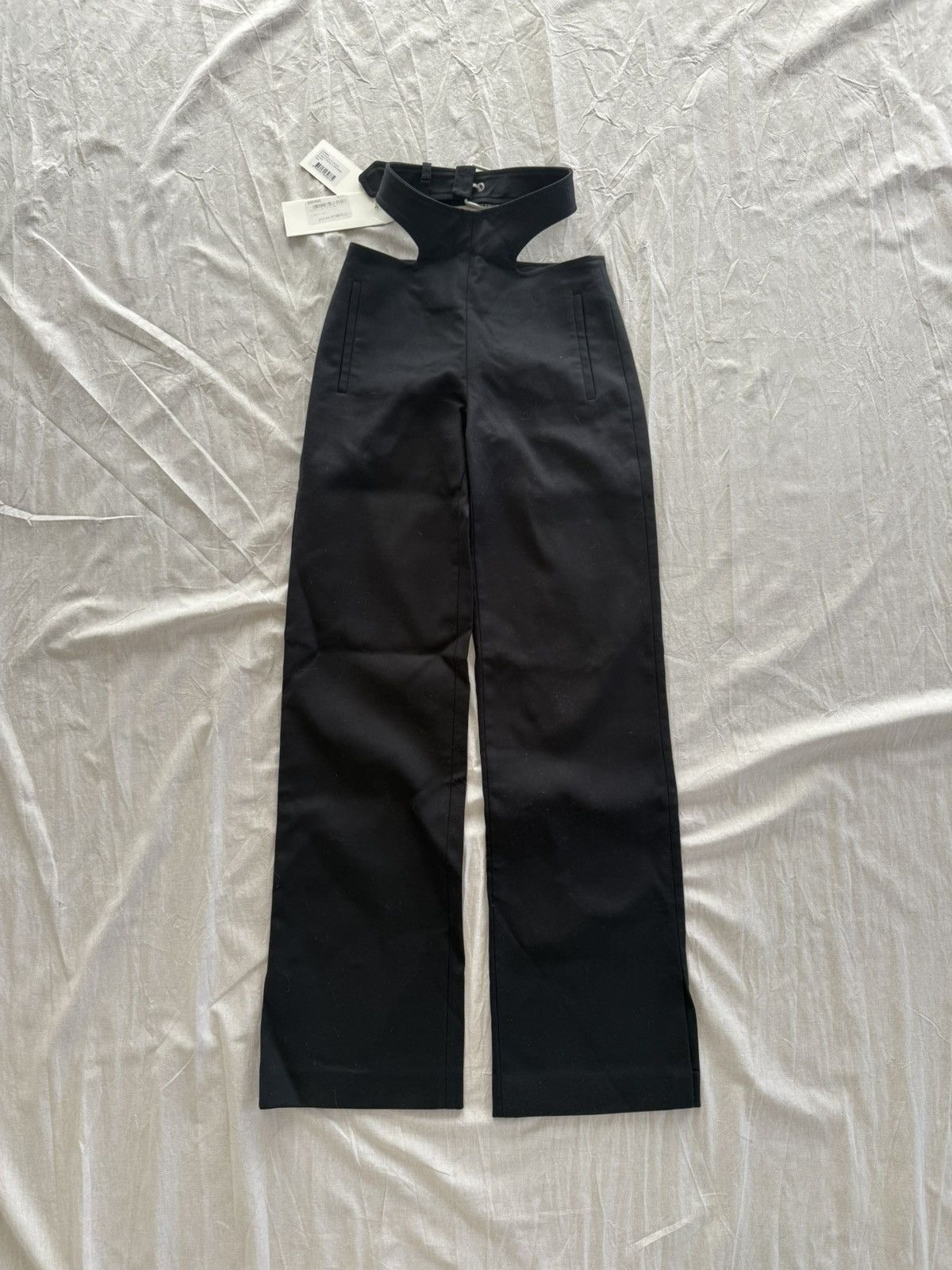 Dion Lee Dion Lee Y-front buckle cut-out trousers in black Size 23" - 1 Thumbnail
