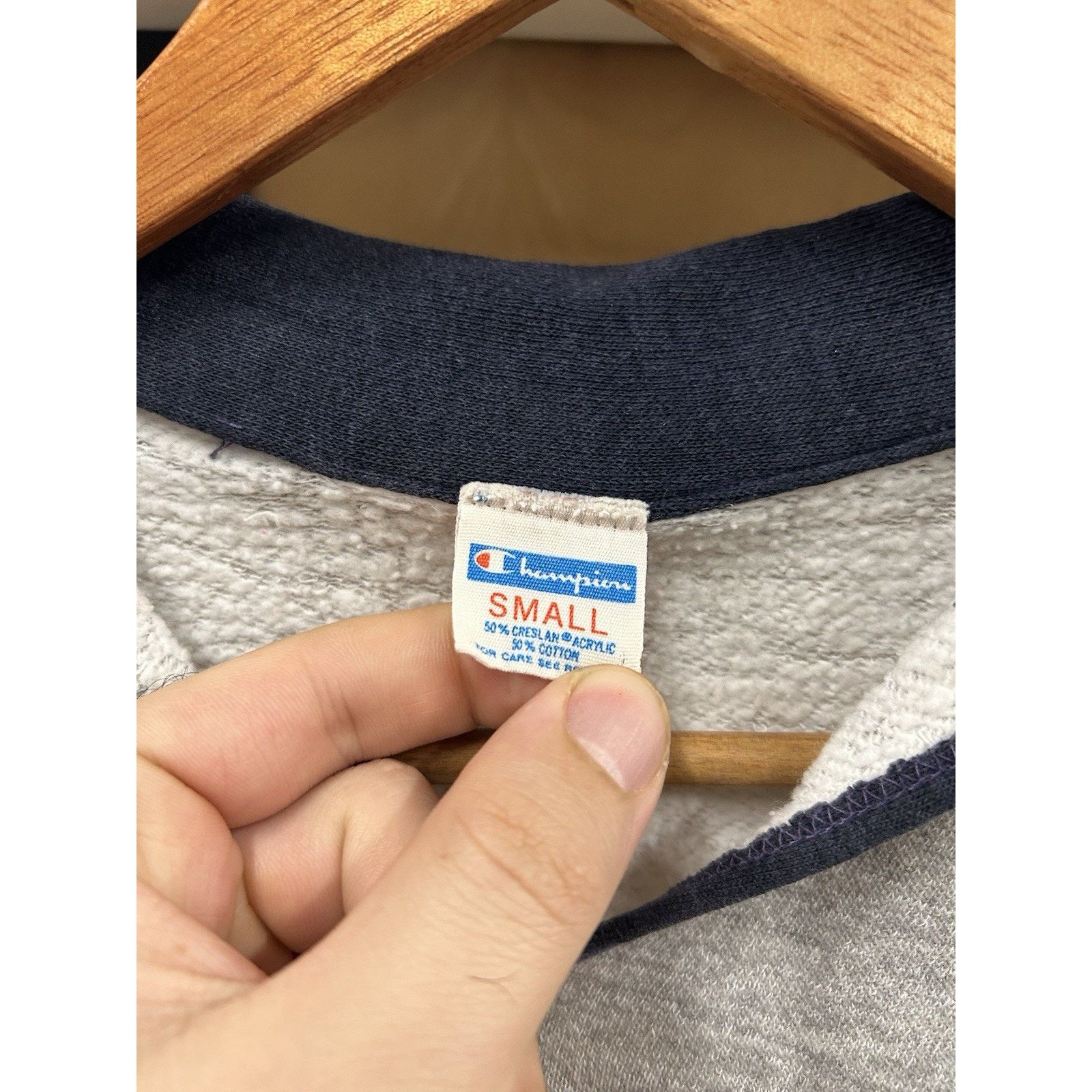 70s Champion Blue Bar Sweatshirt Size Small Raglan Striped