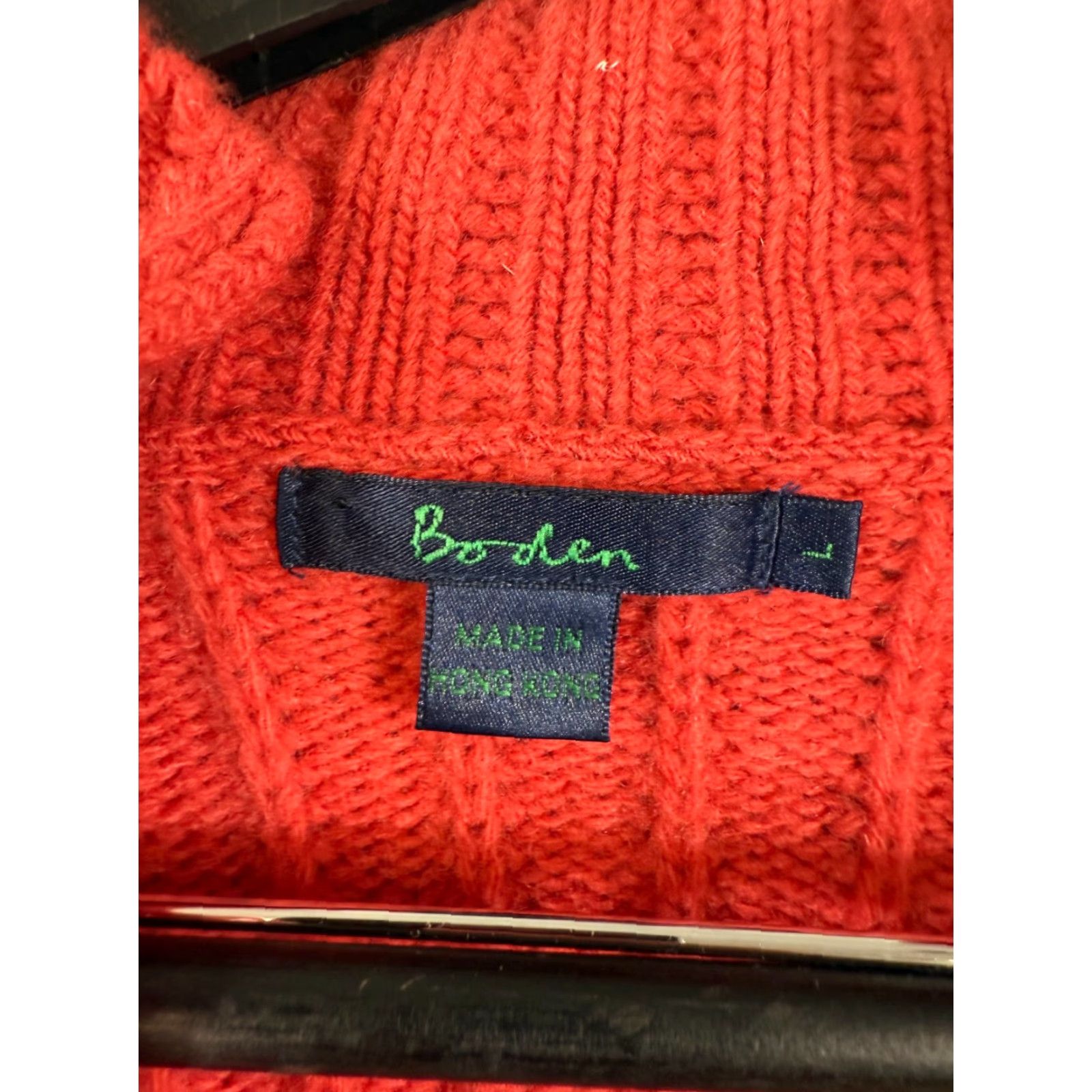 Boden Boden Sweater Womens M Red Raglan Sleeve Ribbed Knit Tie Neck Pom Pom Vintage Sweater Pullover Winter Womens M Red Raglan Sleeve Size M / US 6-8 / IT 42-44 - 5 Thumbnail
