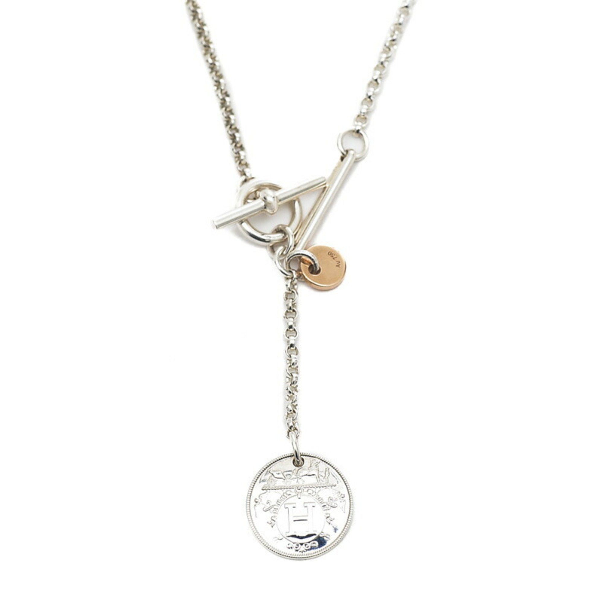image of Hermes Exlibris Pm Necklace Charm Sv925 K18Rg in Rose Gold, Women's