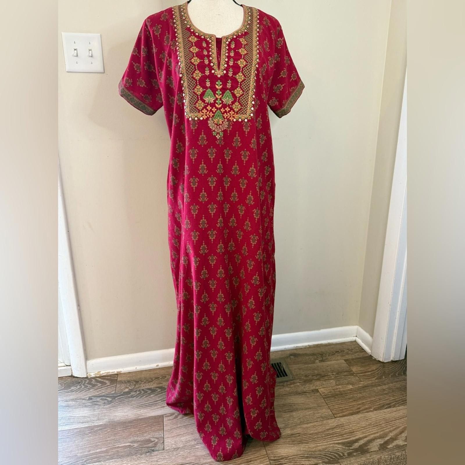 Other Sarra red embroidered ornate maxi sari with pockets SZ 38 Size M / US 6-8 / IT 42-44 - 1 Thumbnail